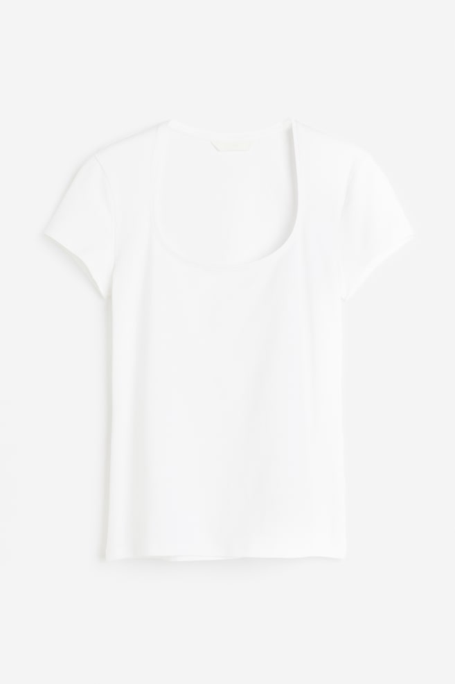 T-shirt à encolure dégagée - Blanc/Noir/Bleu - 2