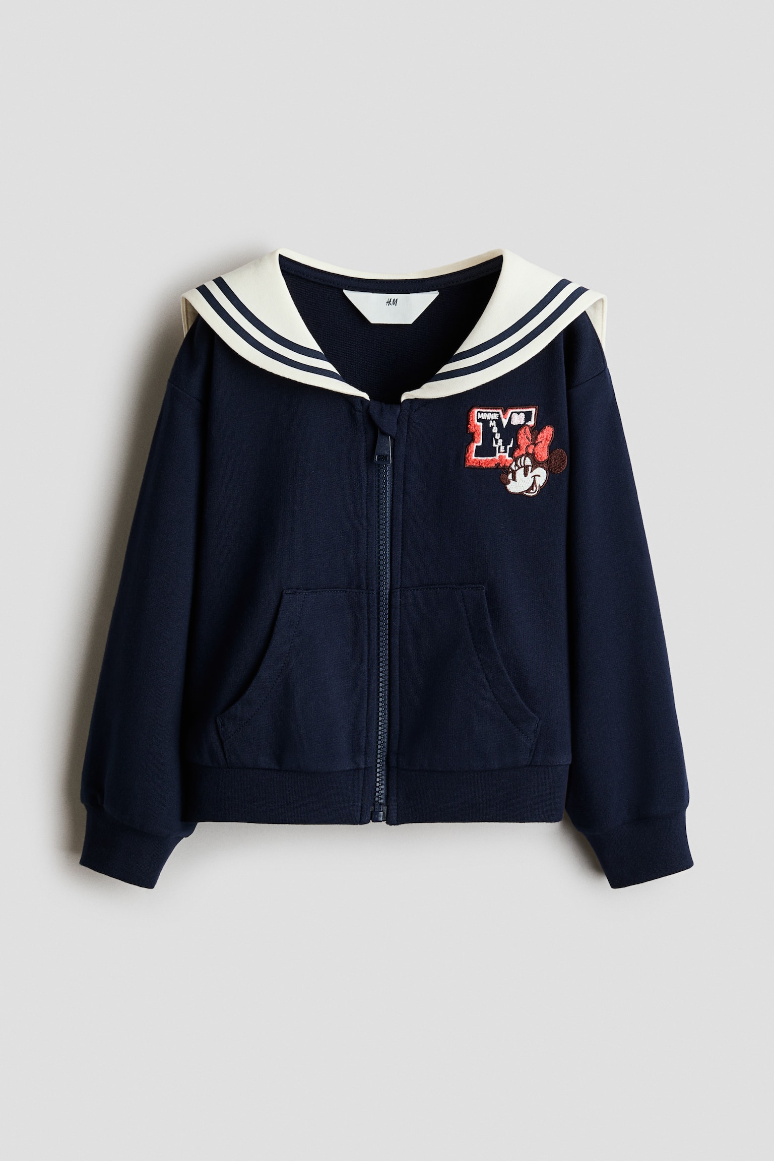 Sailor-collared zip-through sweatshirt - 네이비 블루/미니 마우스 - 1