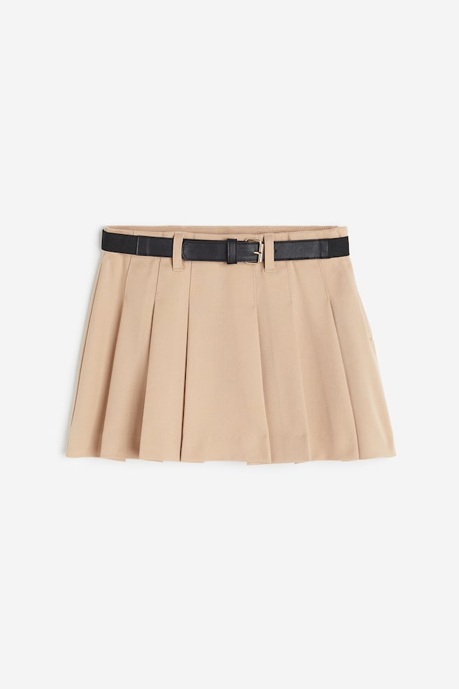 Pleated skirt - Beige/Black/Black/Dogtooth-patterned - 2