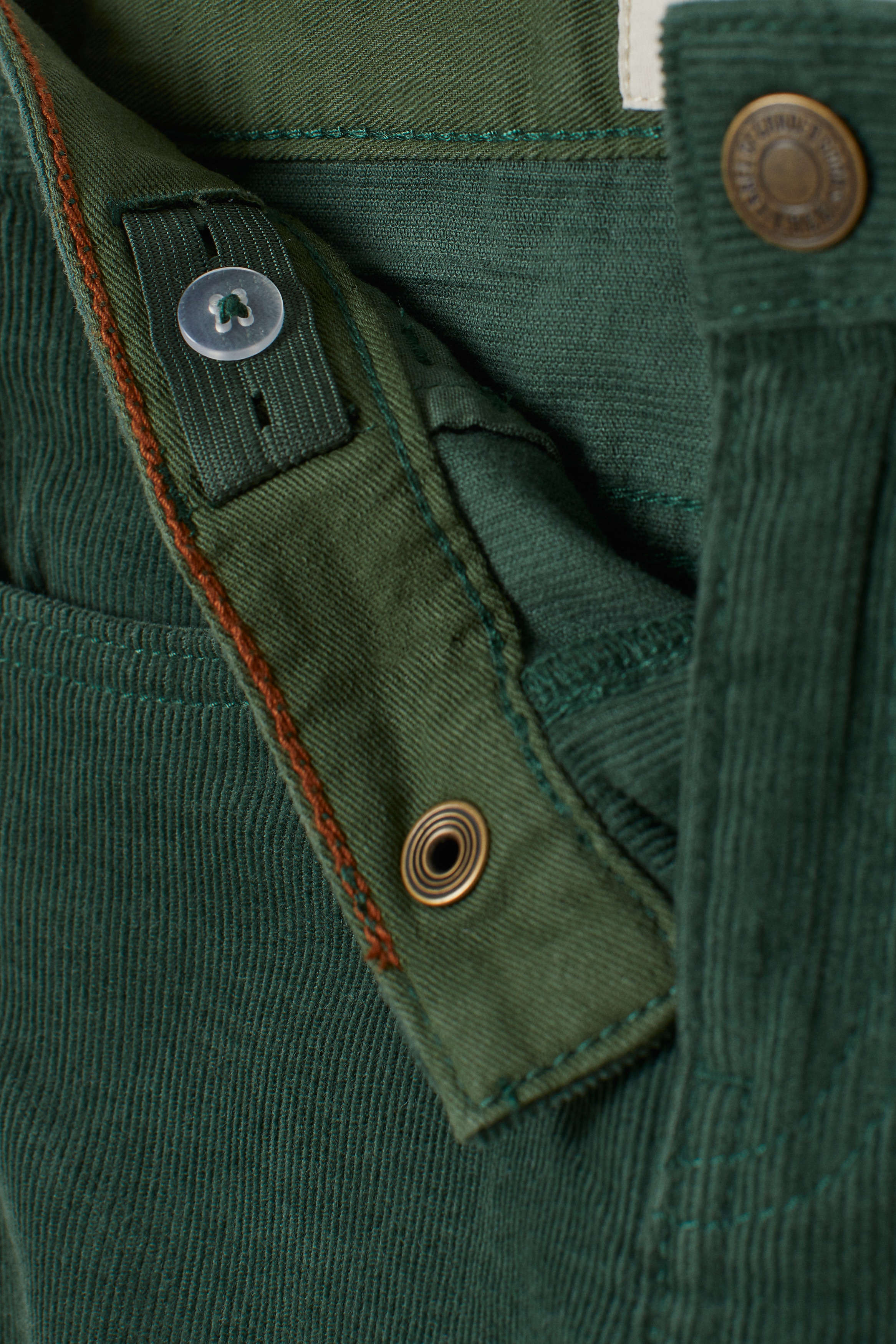 Pantalon Velours Côtelé Vert H&M Taille Haute - Taille 0, Modèle Vintage Coupé Court, Neuf Sans étiquette