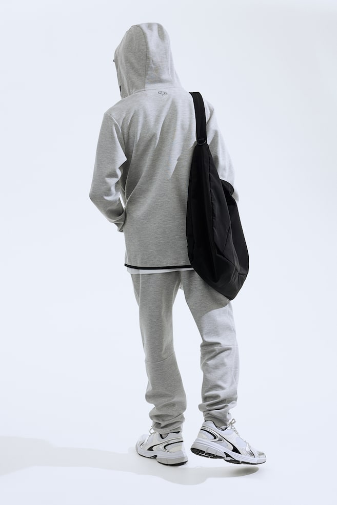 Zip-through sports hoodie - Light grey marl/Dark grey marl/Black - 4