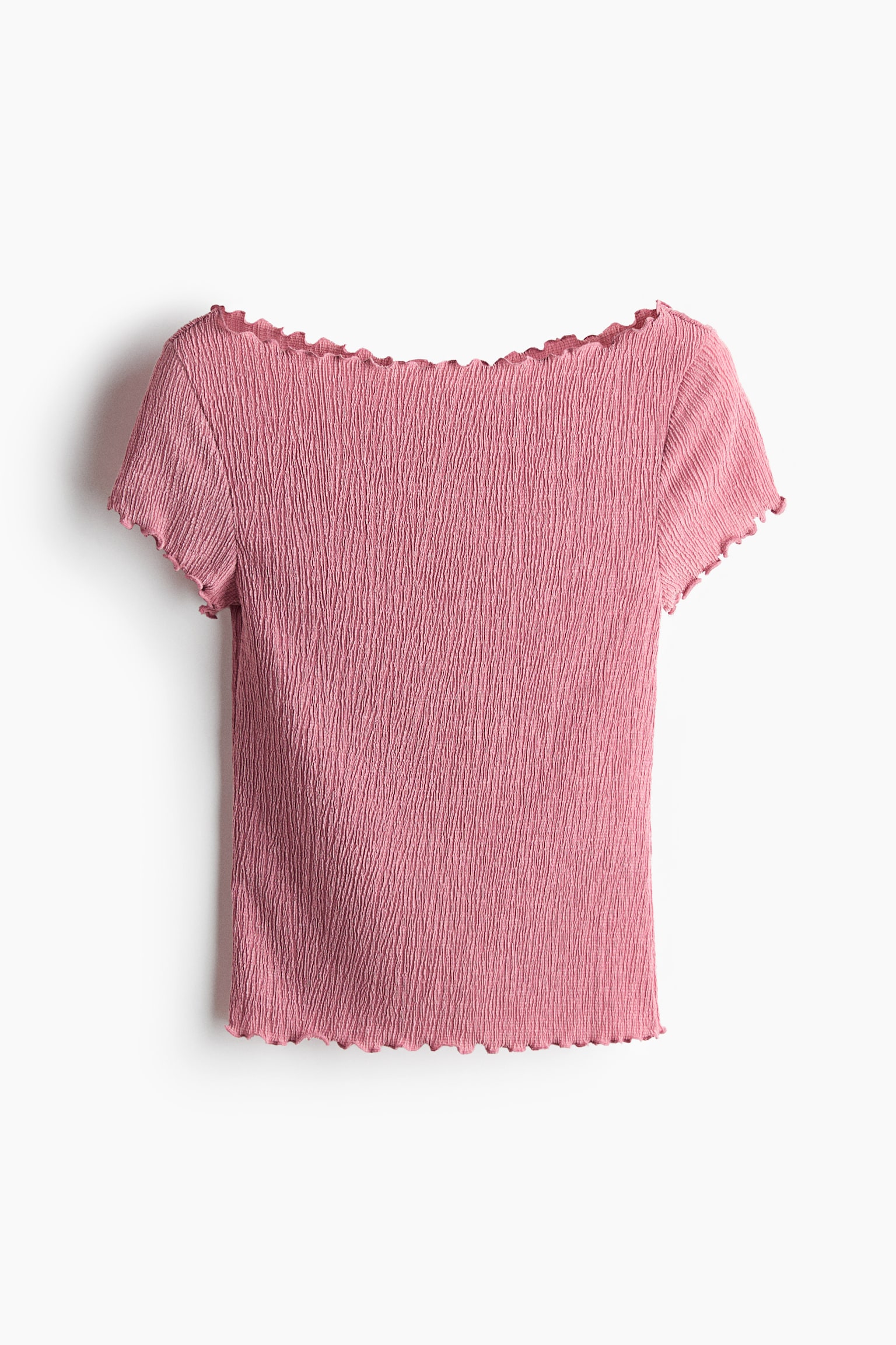 Crinkled Boat-Neck Top - Dusty pink/Dark gray/Dark turquoise