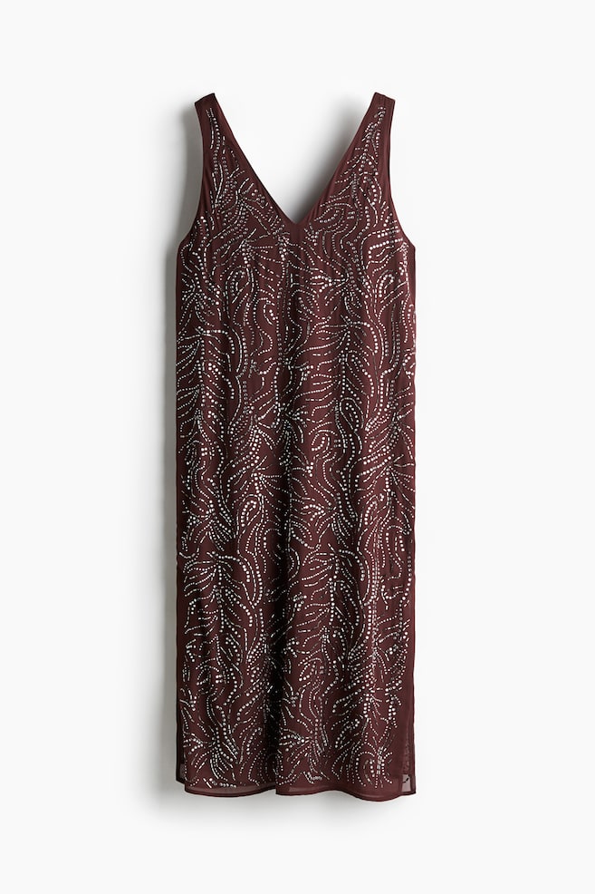 Rhinestone-embellished dress - Burgundy - 1