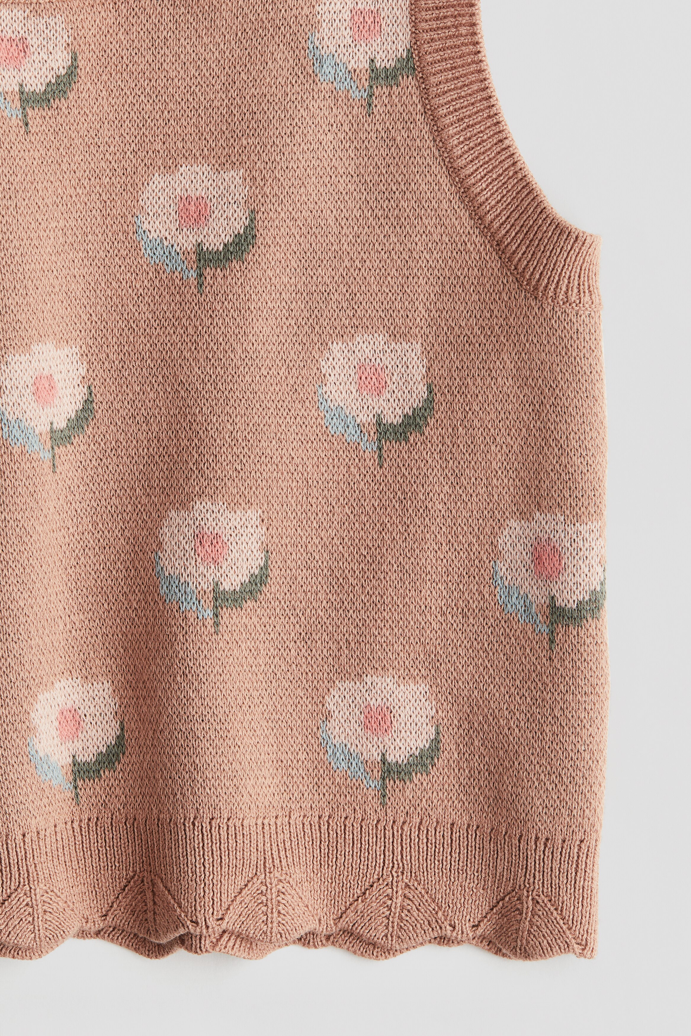 Jacquard-Knit Sweater Vest - Beige/floral - Kids | H&M US