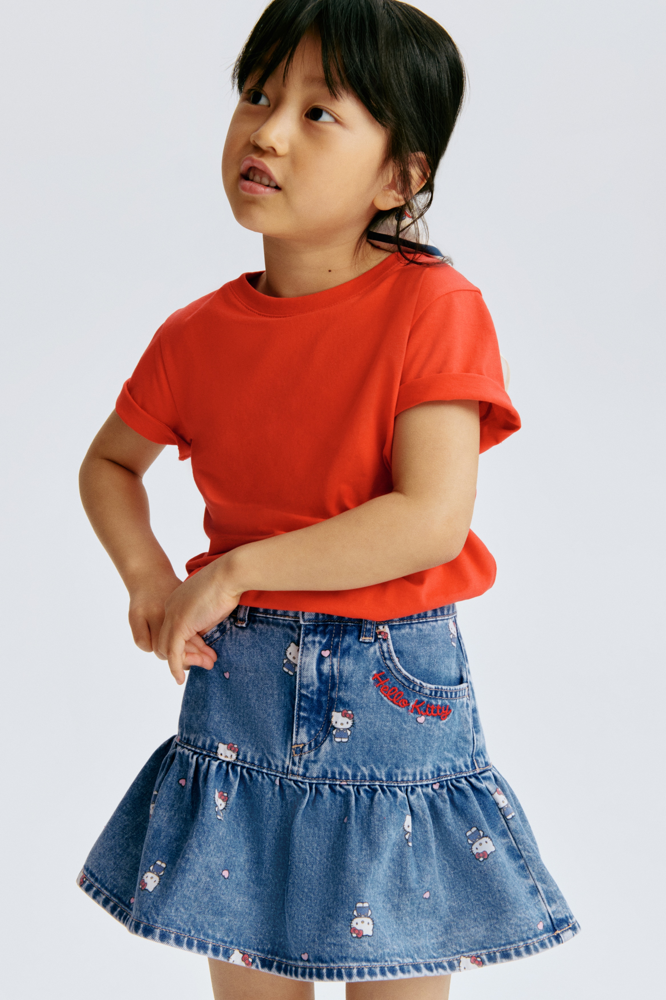 Printed denim skirt - Denim blue/Hello Kitty