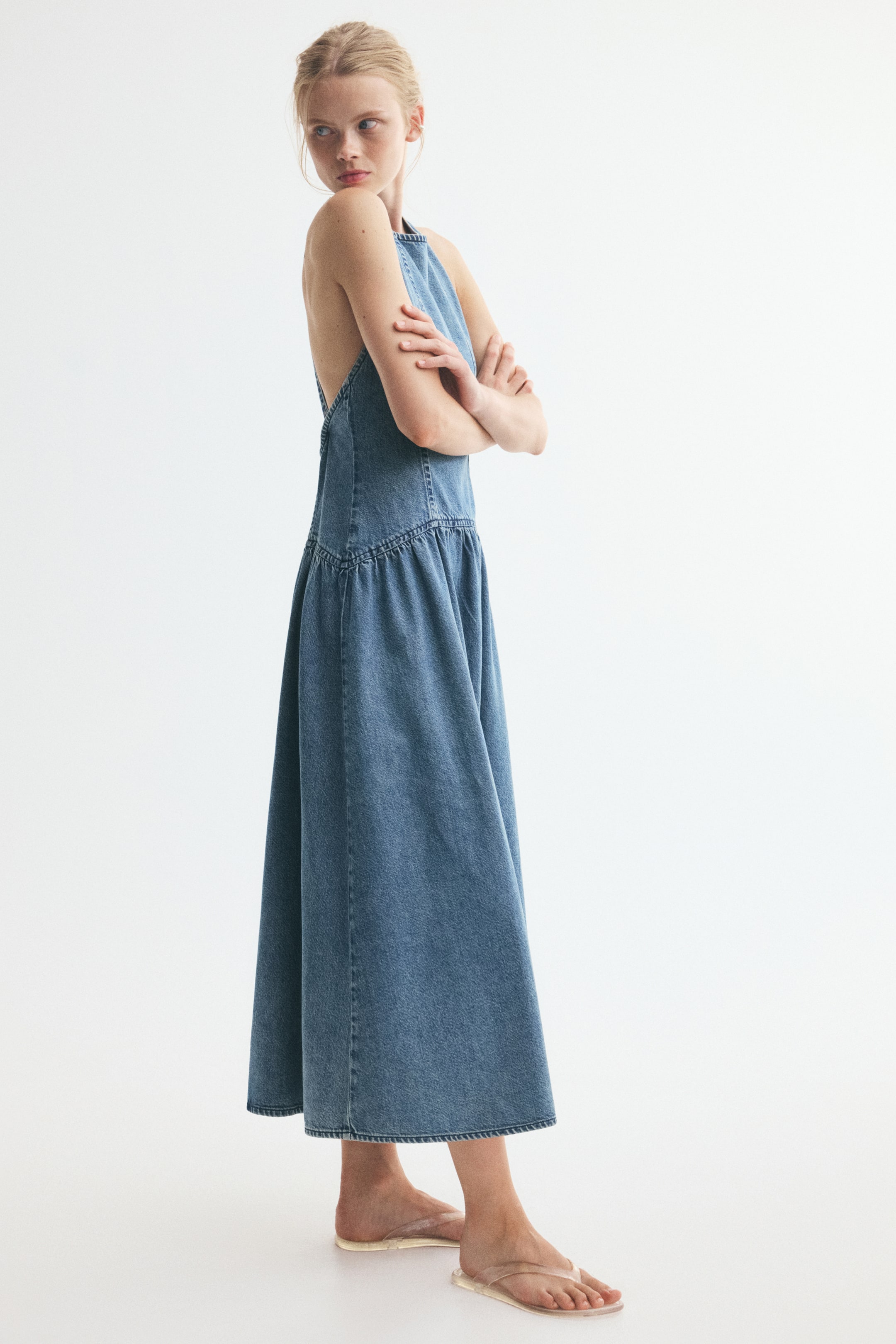 Robe en denim avec jupe évasée