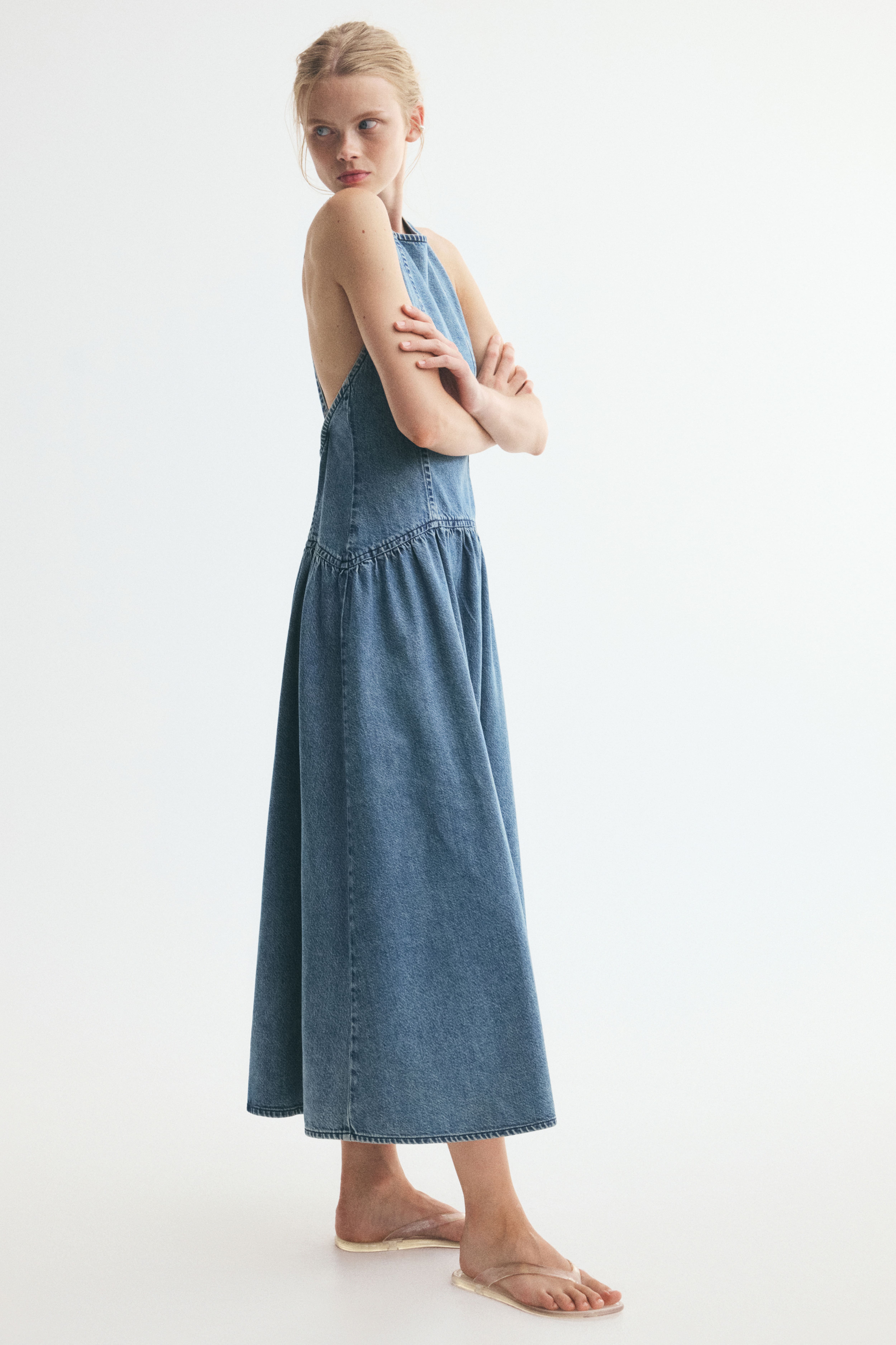 Robe en denim avec jupe évasée