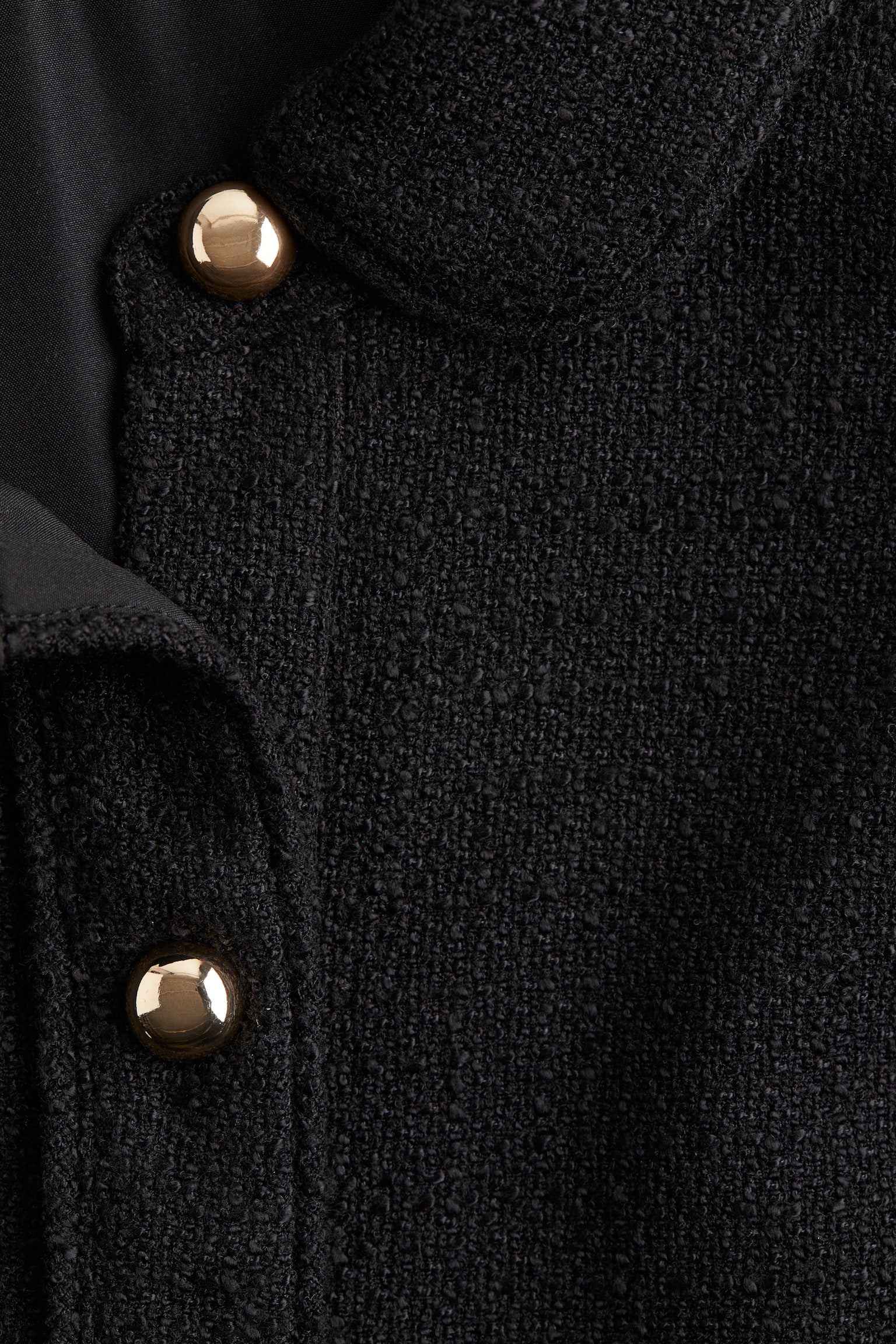 Женское платье H&M Bouclé Dress with Collar, цвет: Чёрный — фото 2