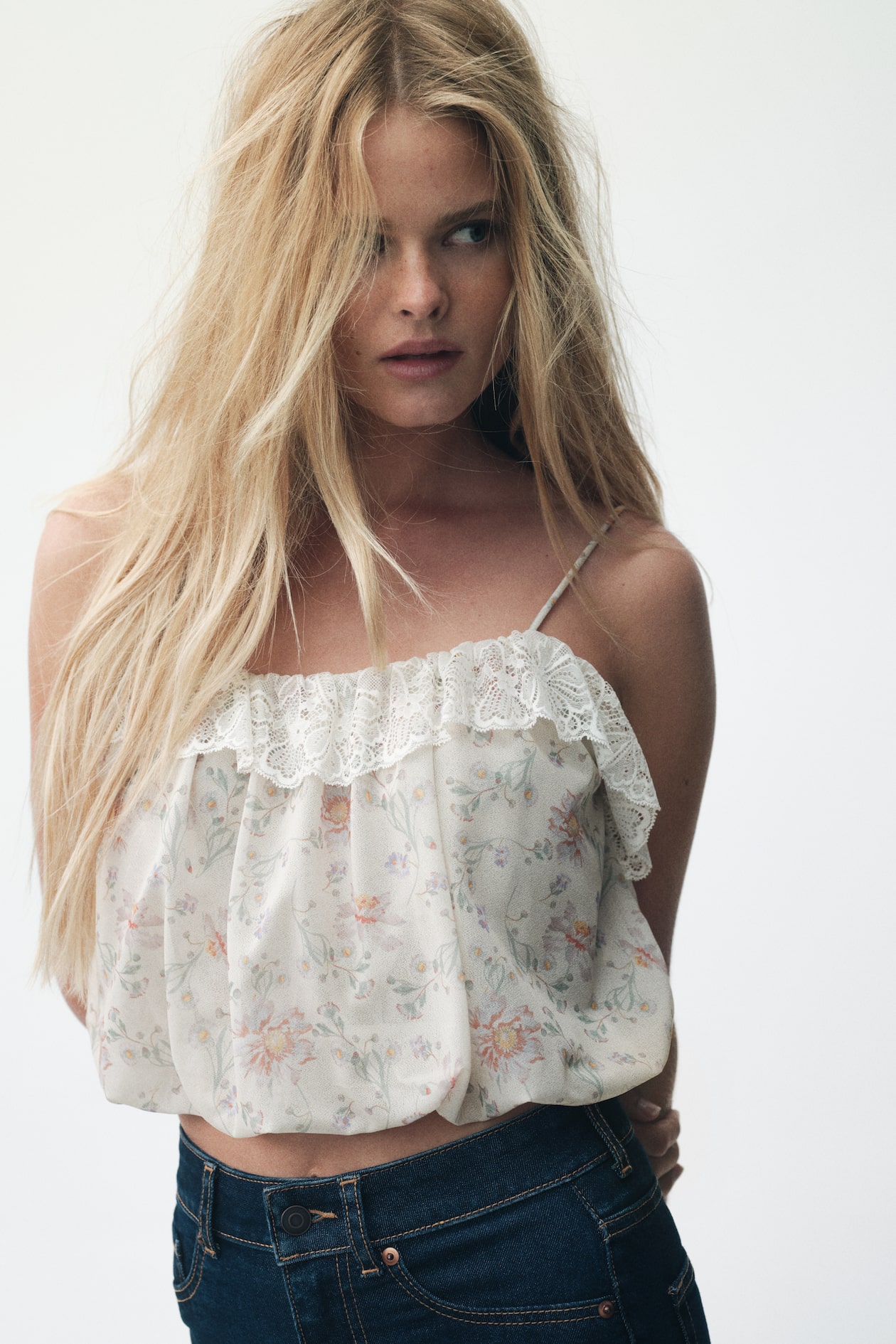 Bubble-Hem Strappy Top