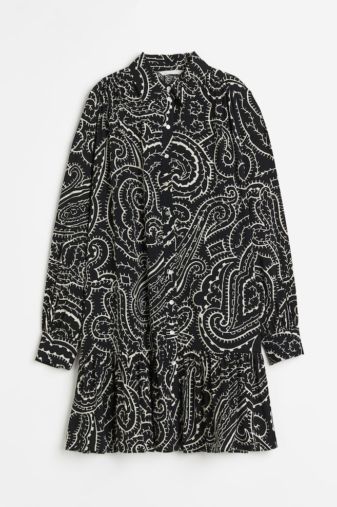 Robe chemise oversize - Noir/motif cachemire - 2