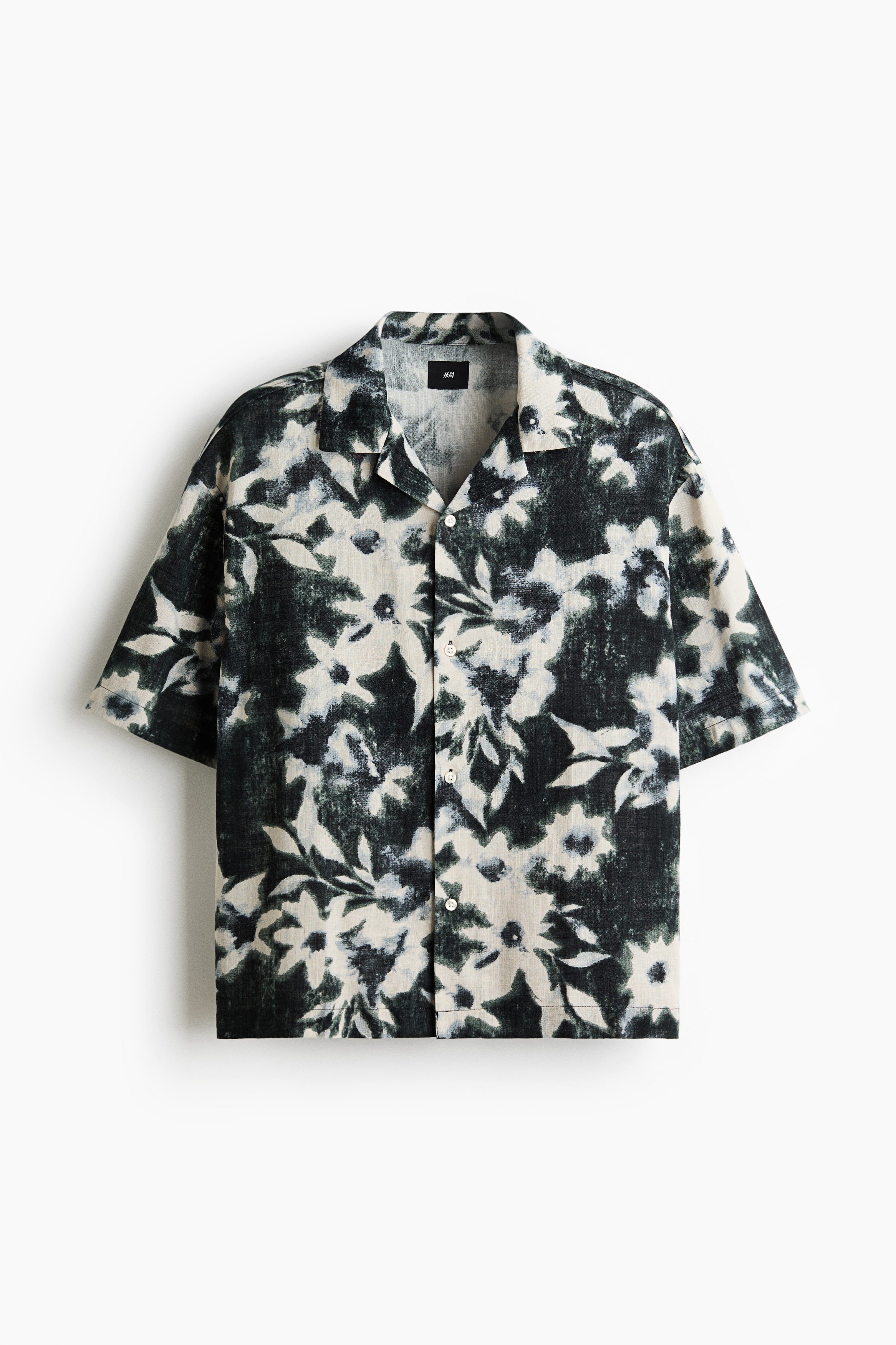 Relaxed-Fit Resort Shirt - Black/floral/Dusty brown