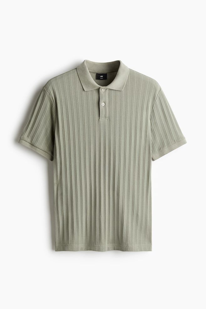 Polo près du corps en jersey texturé - Vert/Crème/Gris clair chiné/Beige foncé/Crème/Bourgogne/Marine/Gris foncé - 1