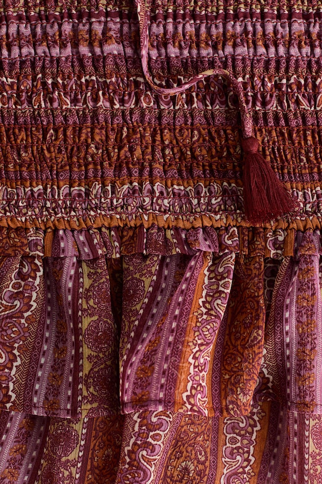 Smocked Bandeau Top - Orange/paisley/Dark red/Beige/paisley - 3