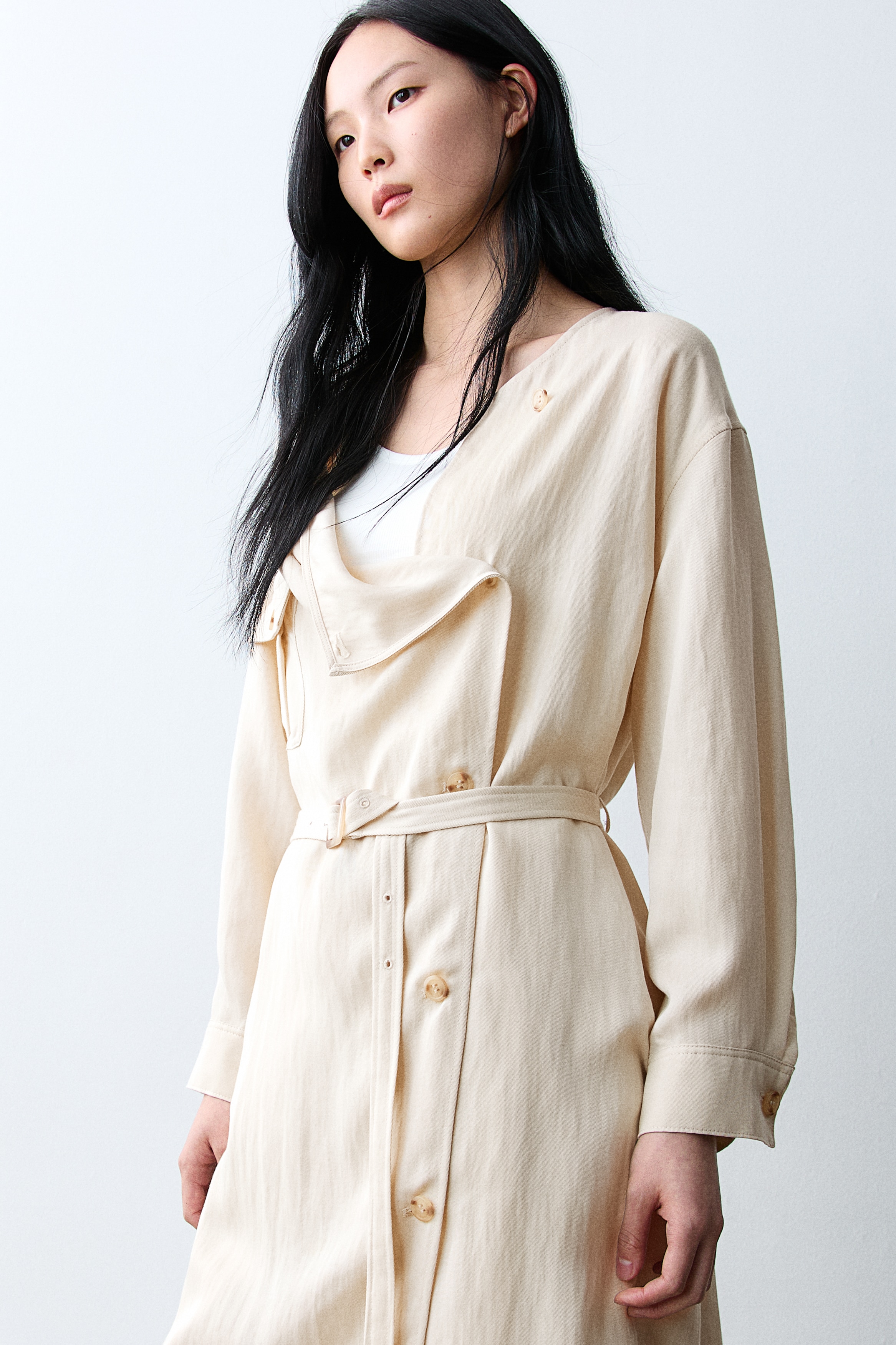 カウルネックトレンチコート - ライトベージュ - レディース | H&M JP