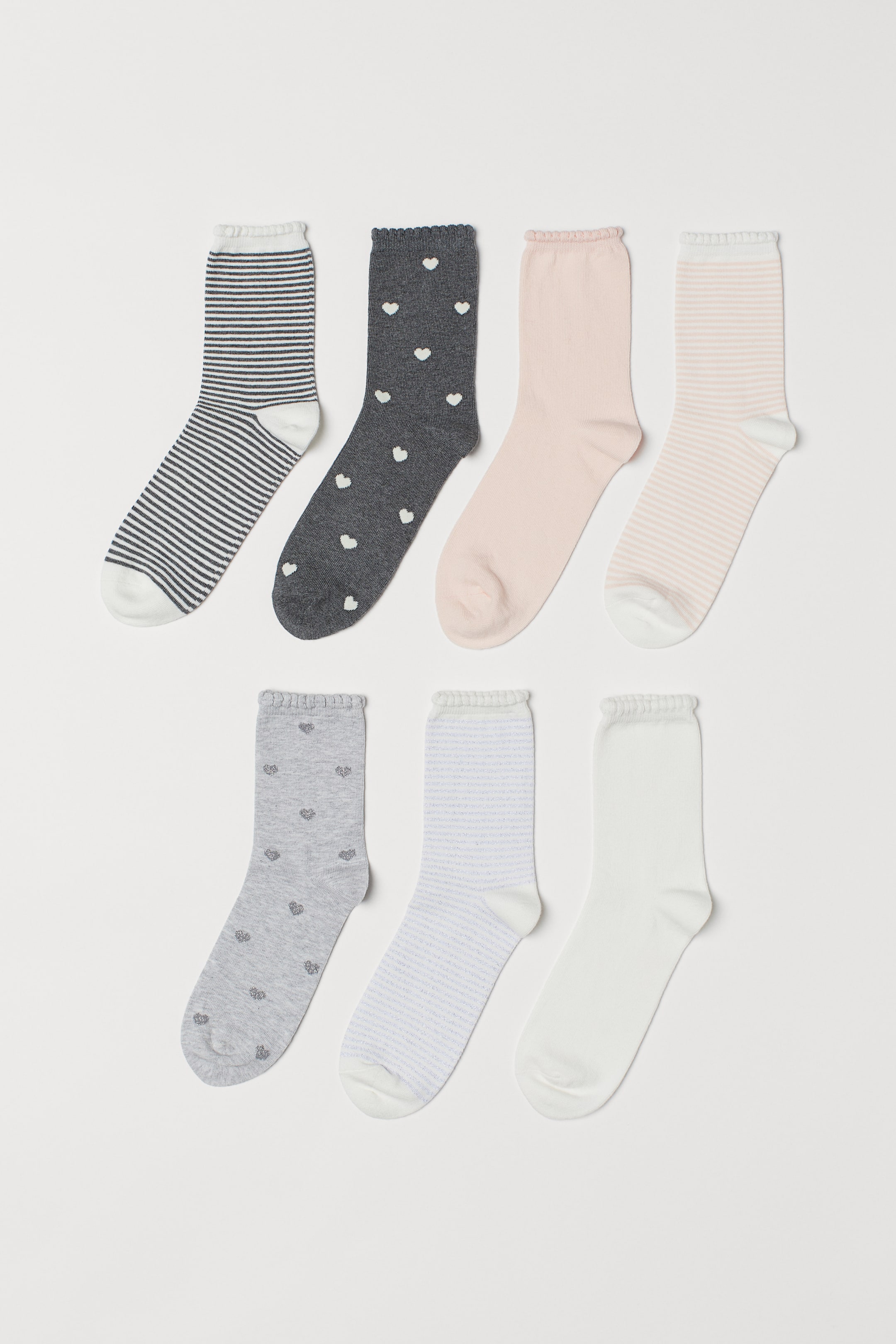 Größeres Bild ansehen: 7er-Pack Strümpfe - Hellgrau/Herzen - Kids | H&M DE 1