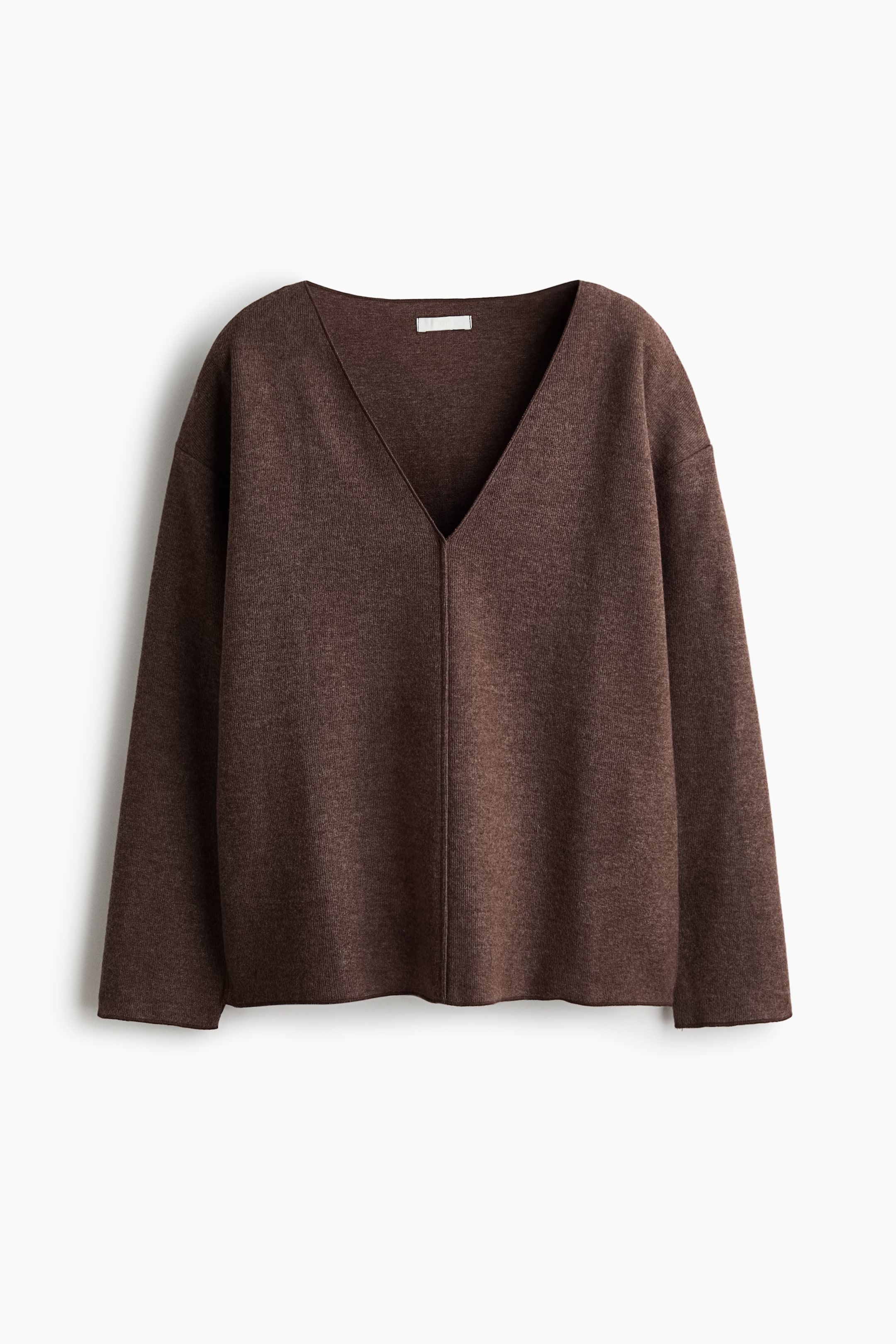 View larger image: Rib-knit V-neck top - Brown marl - Ladies | H&M 1