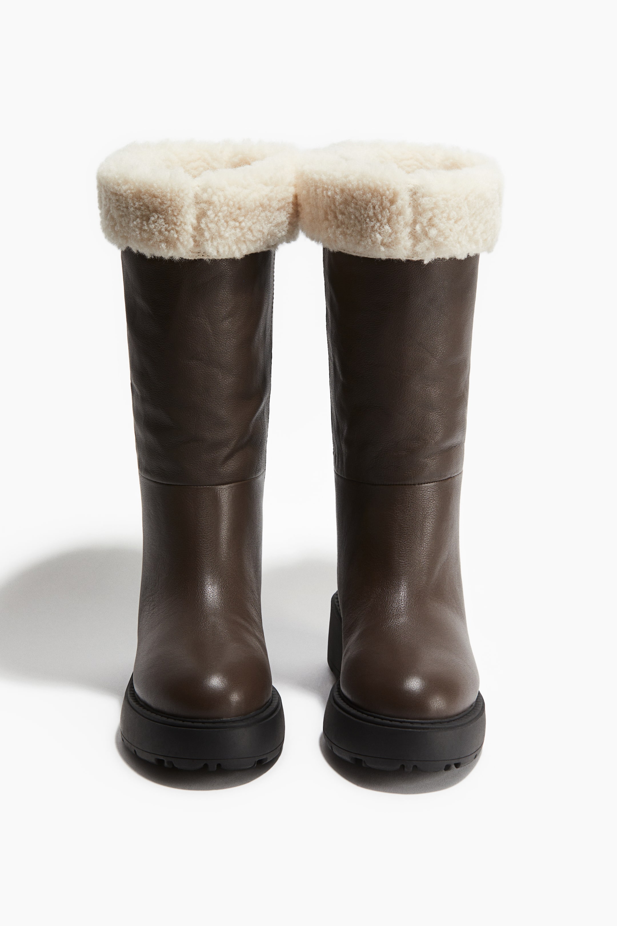 View larger image: Warm-lined leather boots - Dark brown - Ladies | H&M SG 3