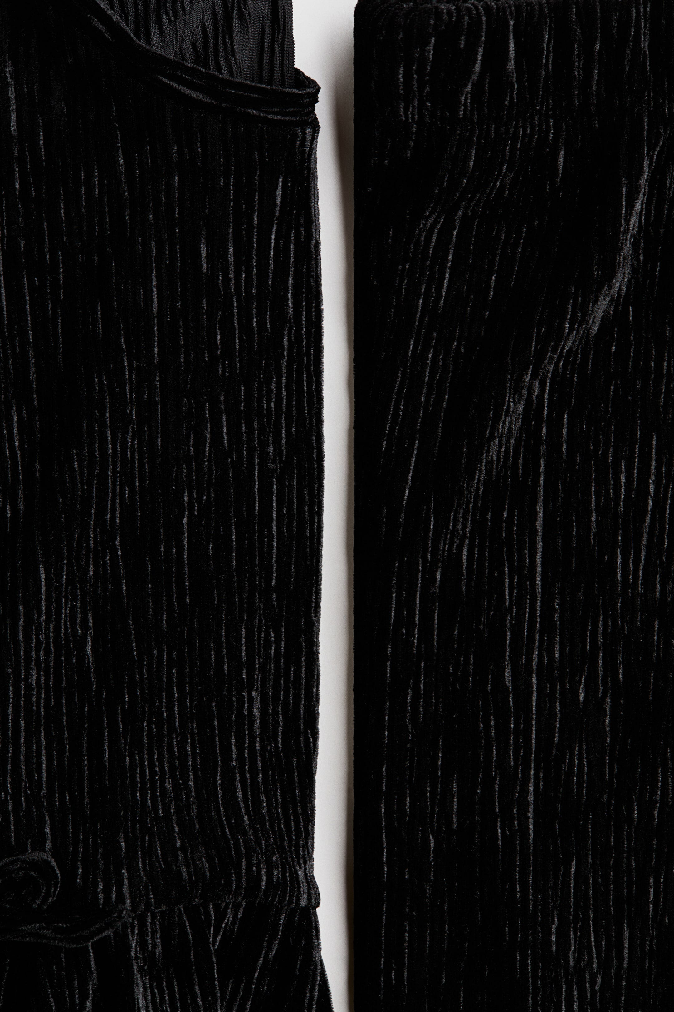 查看大圖: 2件組褶縐絲絨套裝 - 黑色 - Kids | H&M 2