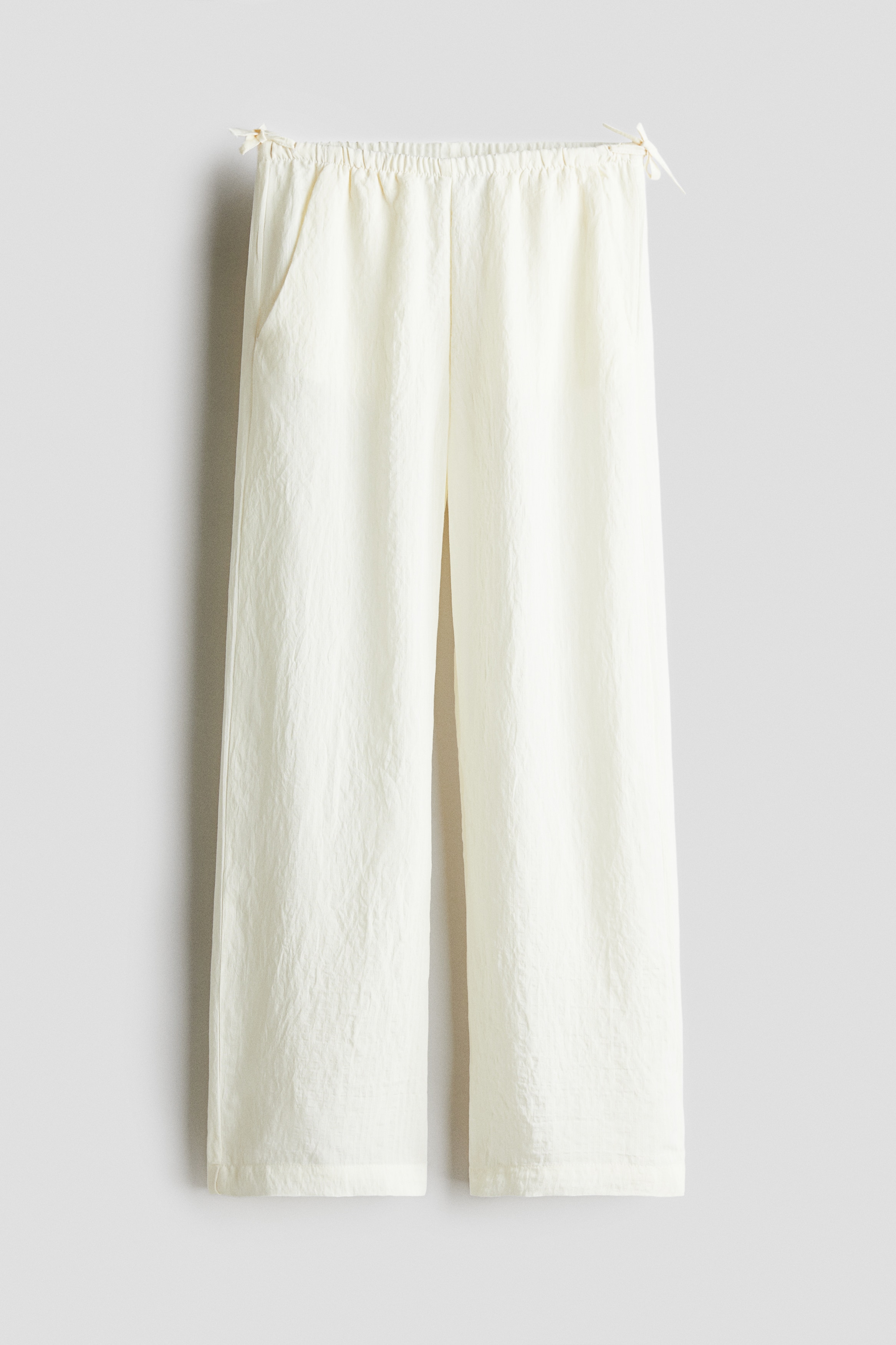 Tie-detail trousers - Cream/Black/Light blue/Light khaki green/Light peach