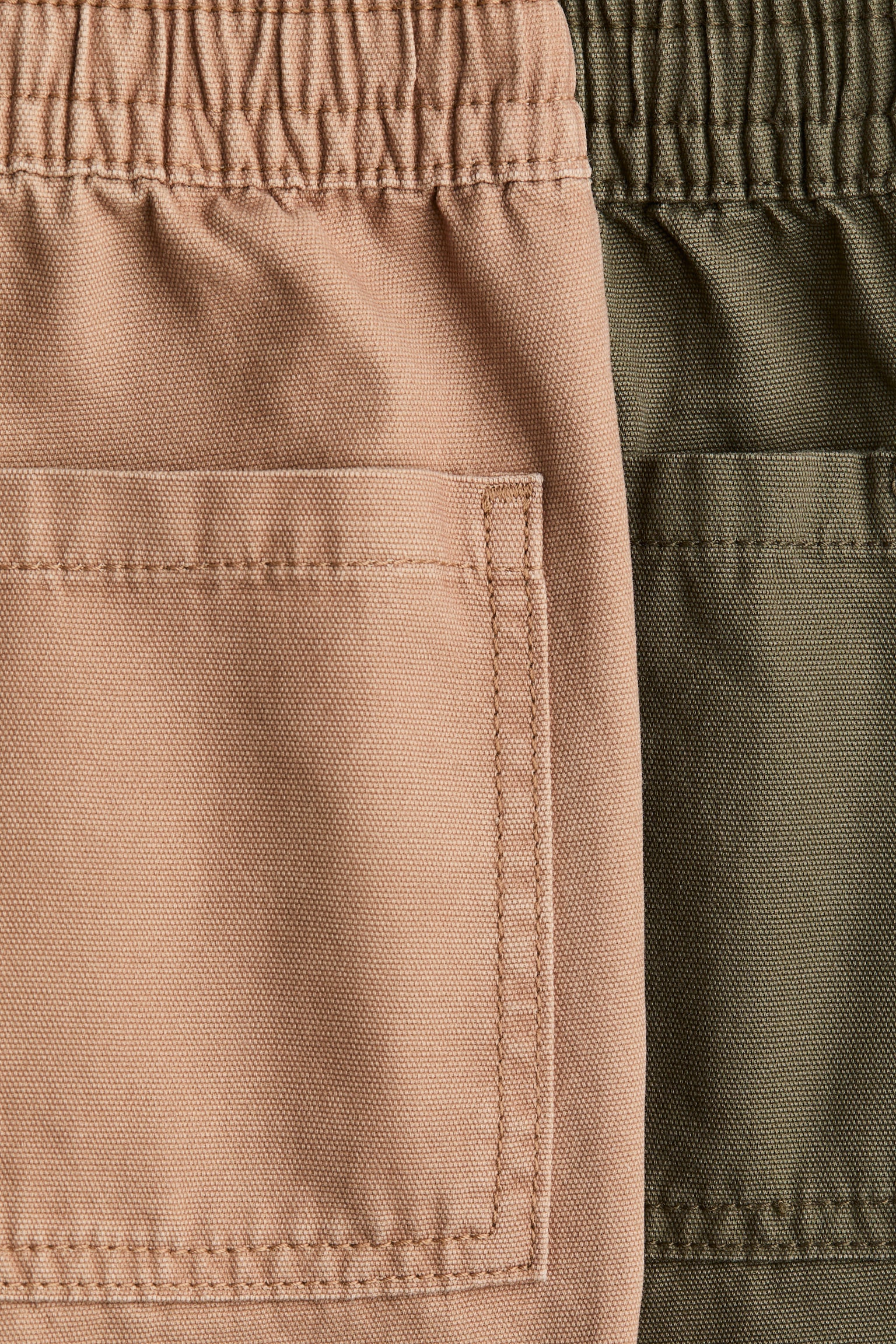 Детские шорты H&M 2-Pack Canvas, цвет: Бежевый / Хаки зелёный — фото 5