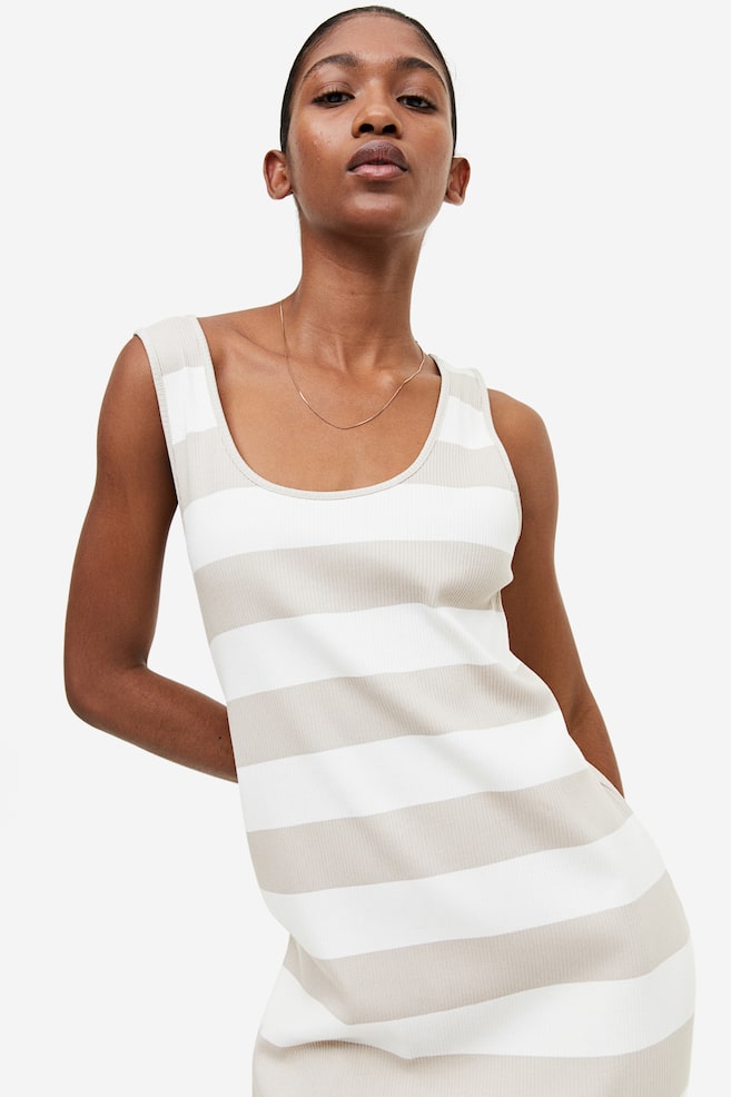 Ribbed dress - Light beige/Striped/Black/White striped/Light grey marl/Red/White striped/dc - 3