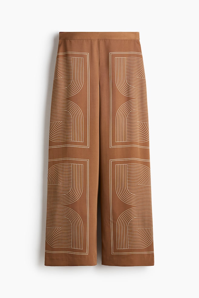 Straight trousers - Dark beige/Patterned - 1