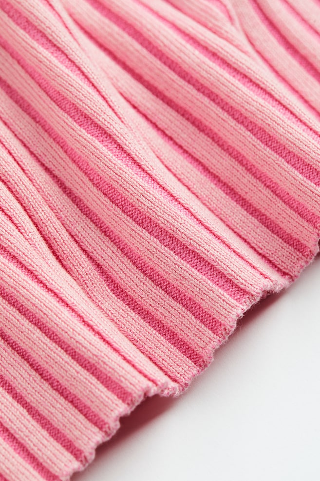 Collared rib-knit dress - Pink - 2