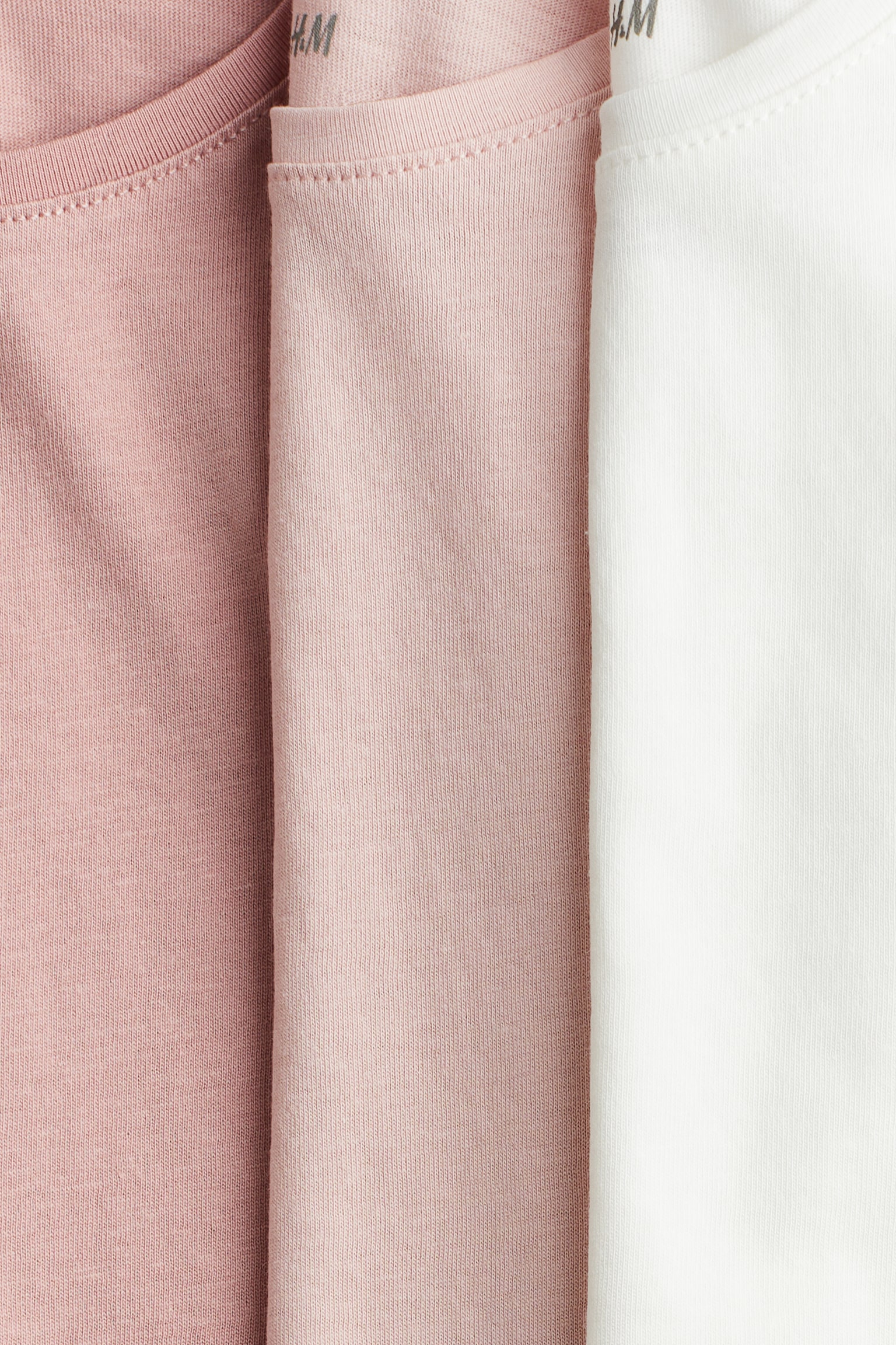 Детские топы H&M 3-Pack Flutter-Sleeved, цвет: Пыльный розовый / Белый — фото 2