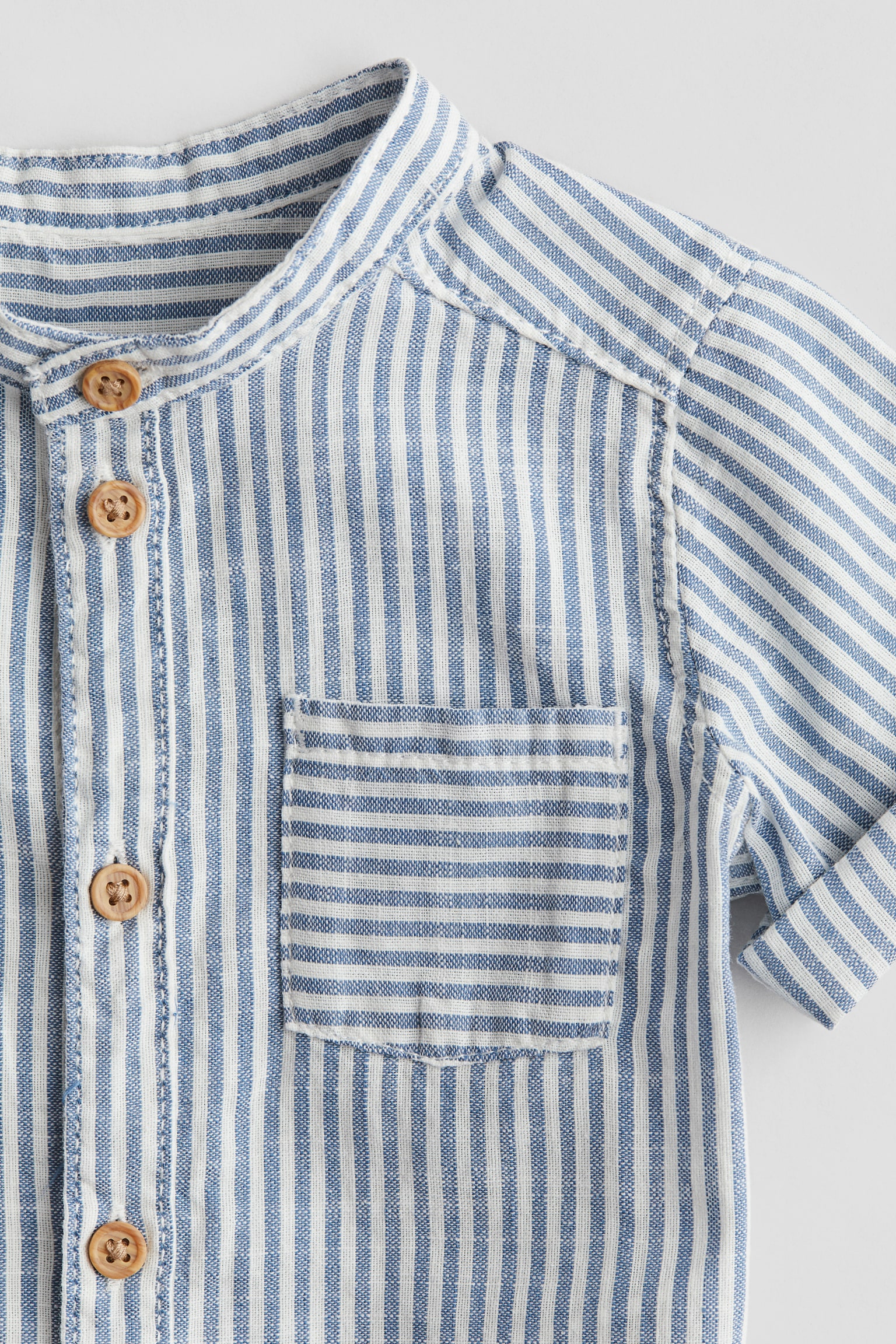 2-piece cotton set - Beige/Blue striped - 2