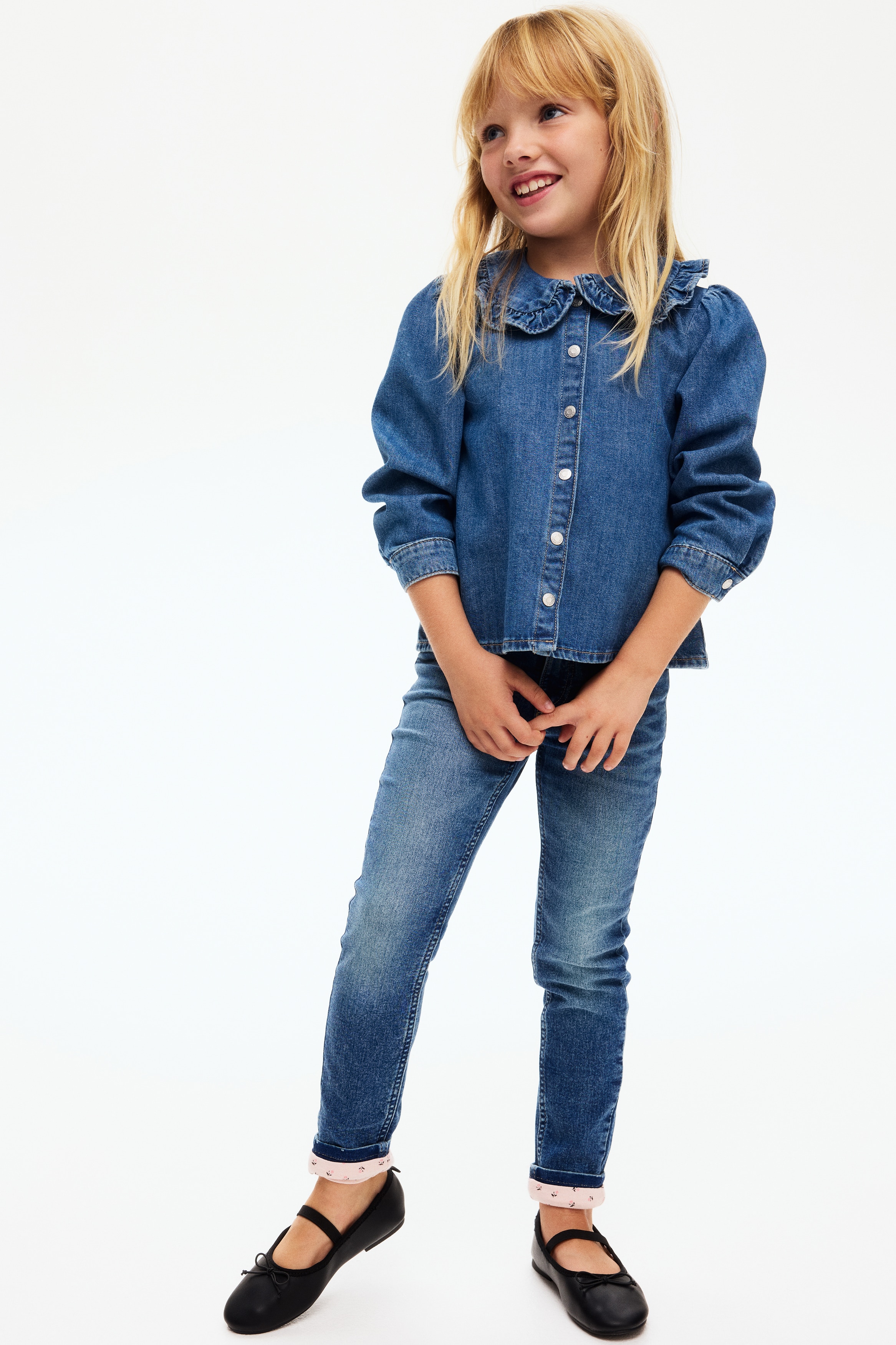 Skinny Fit Lined Jeans - Denimblå/Blommig/Denimblå/Hjärtan/Svart/Leopardmönstrad/Mörk denimblå