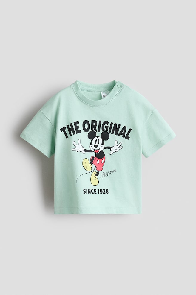 T-shirt imprimé en coton - Vert menthe/Mickey/Bleu clair/Snoopy/Bleu clair/Mickey/Beige/Le Roi lion/Blanc/Bluey/Blanc/Star Wars/Marine/Superman - 1