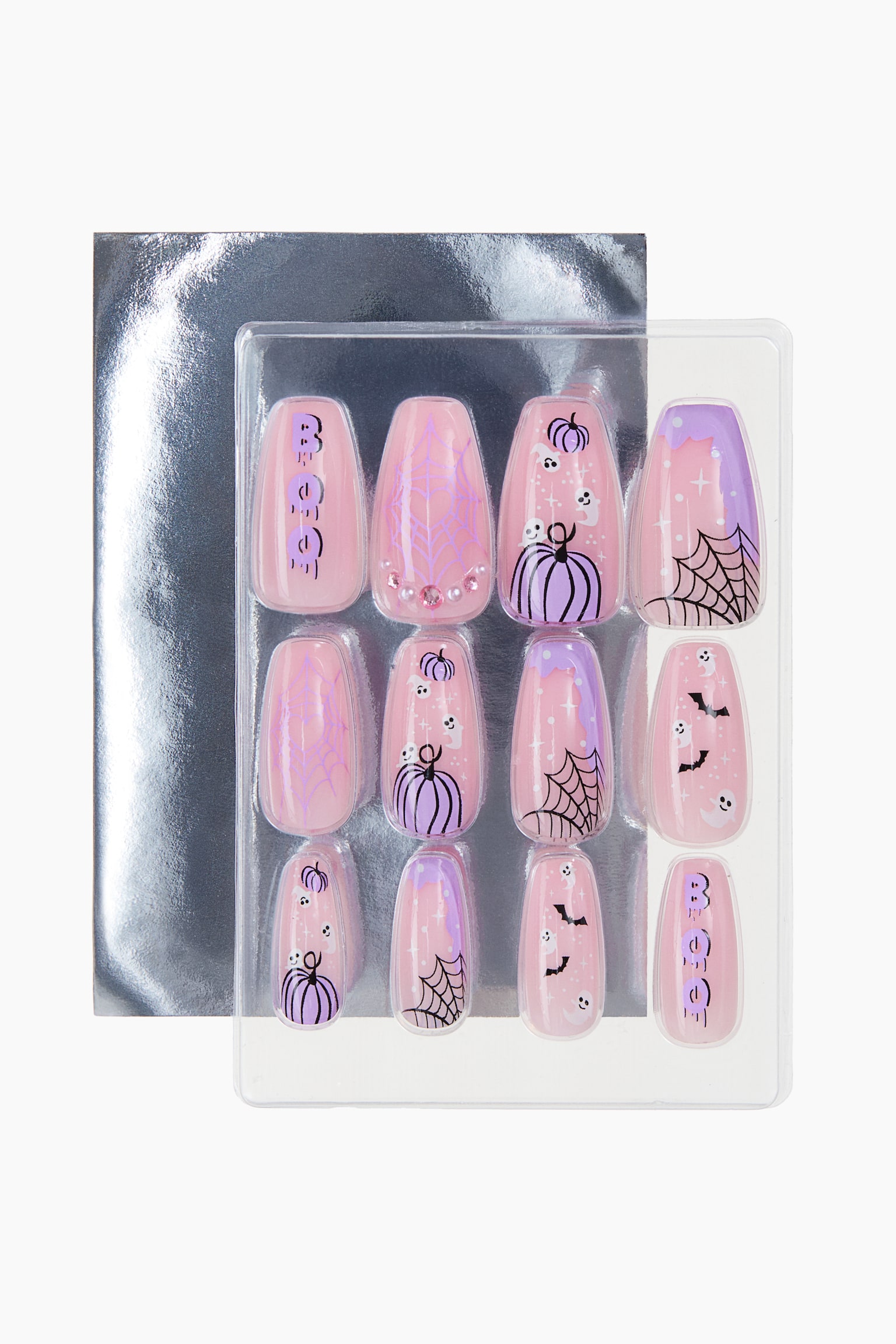 Press-on nails - Light pink/Patterned/Black/Patterned - 2