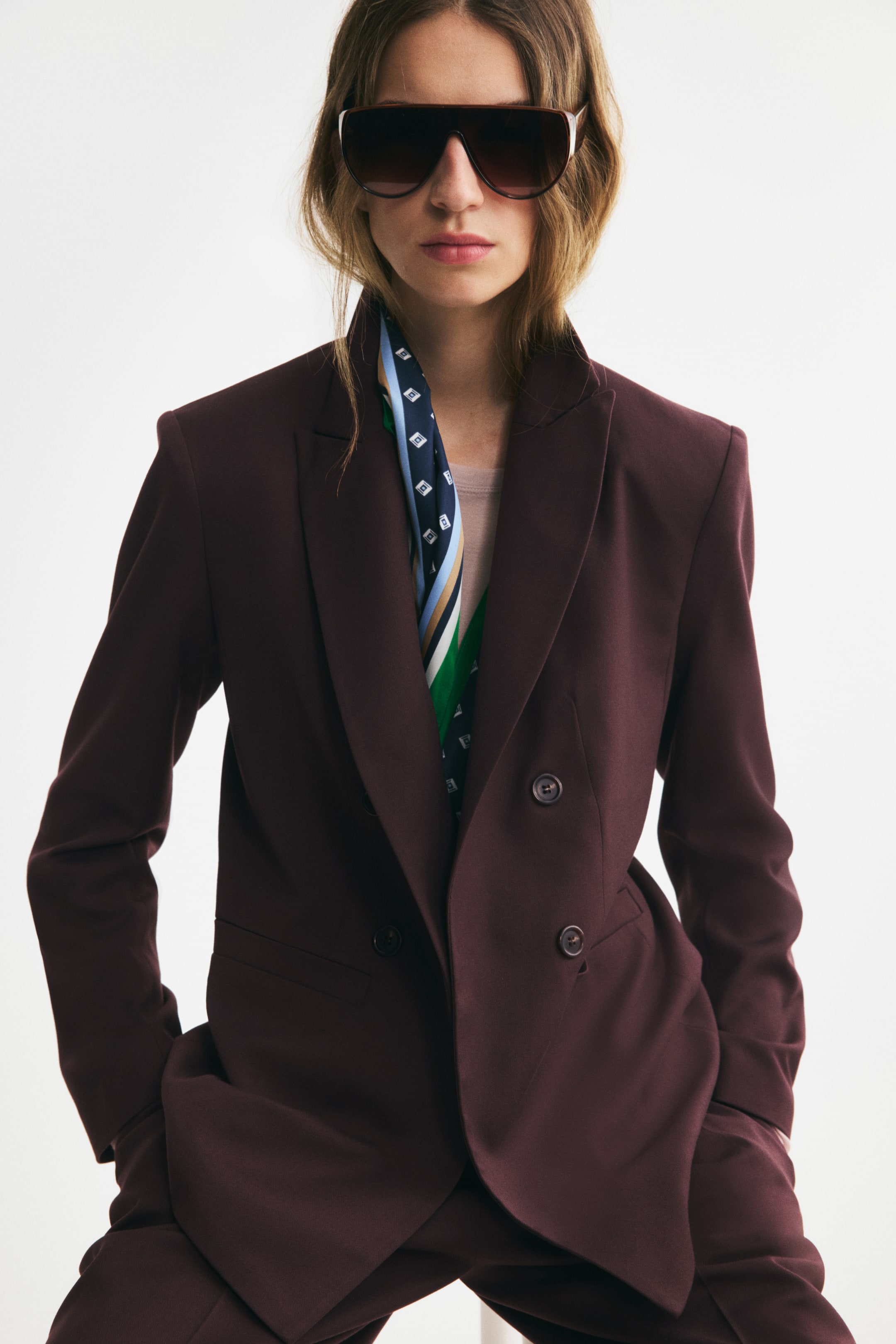 View larger image: Double-breasted throw-on blazer - Dark brown - Ladies | H&M GB 1