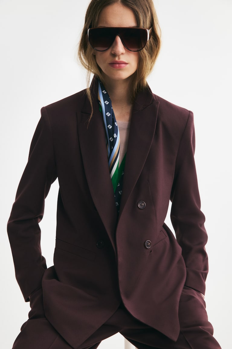 Double-breasted throw-on blazer