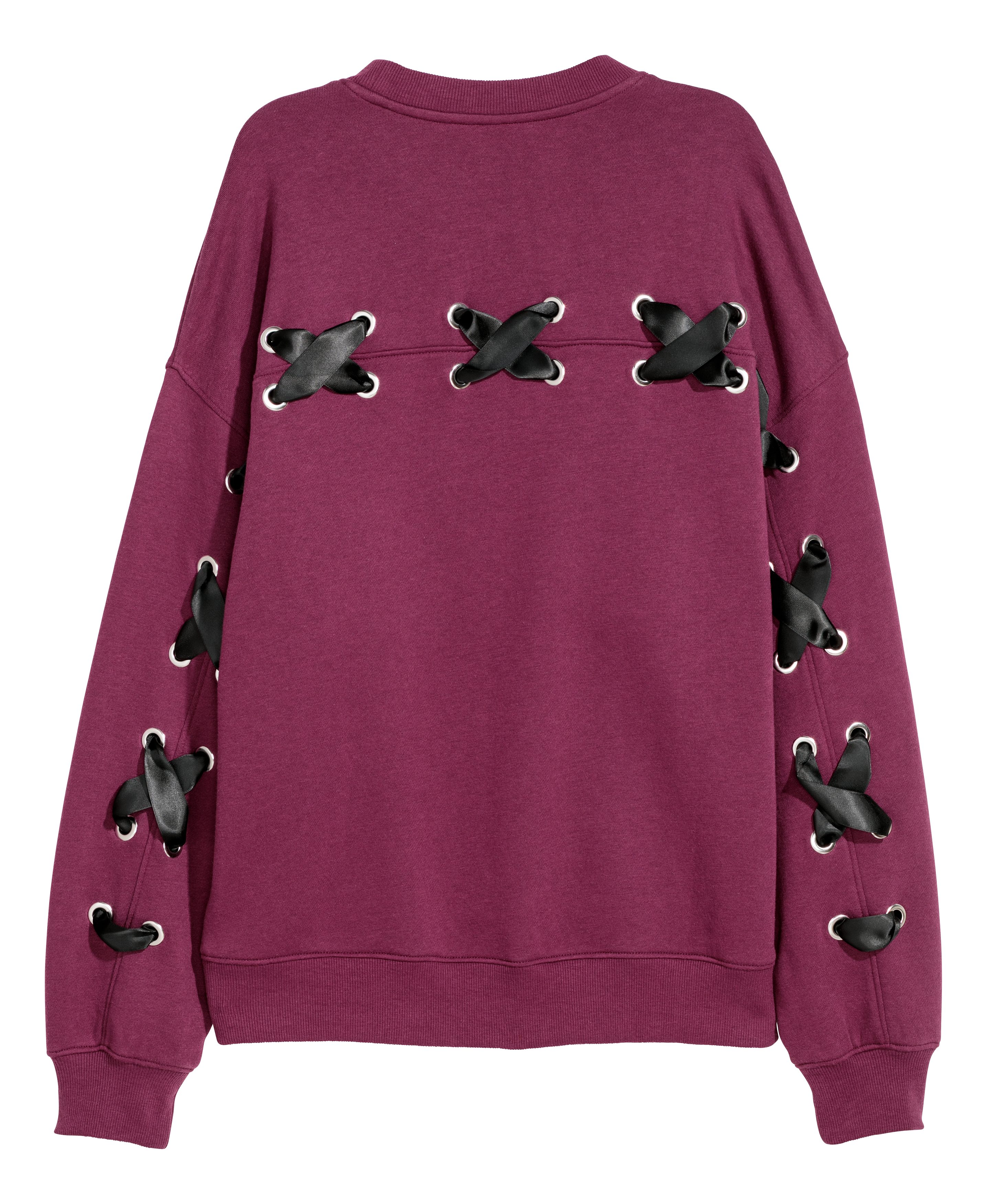 Sweatshirt with Satin Ribbons - Black - Ladies | H&M US