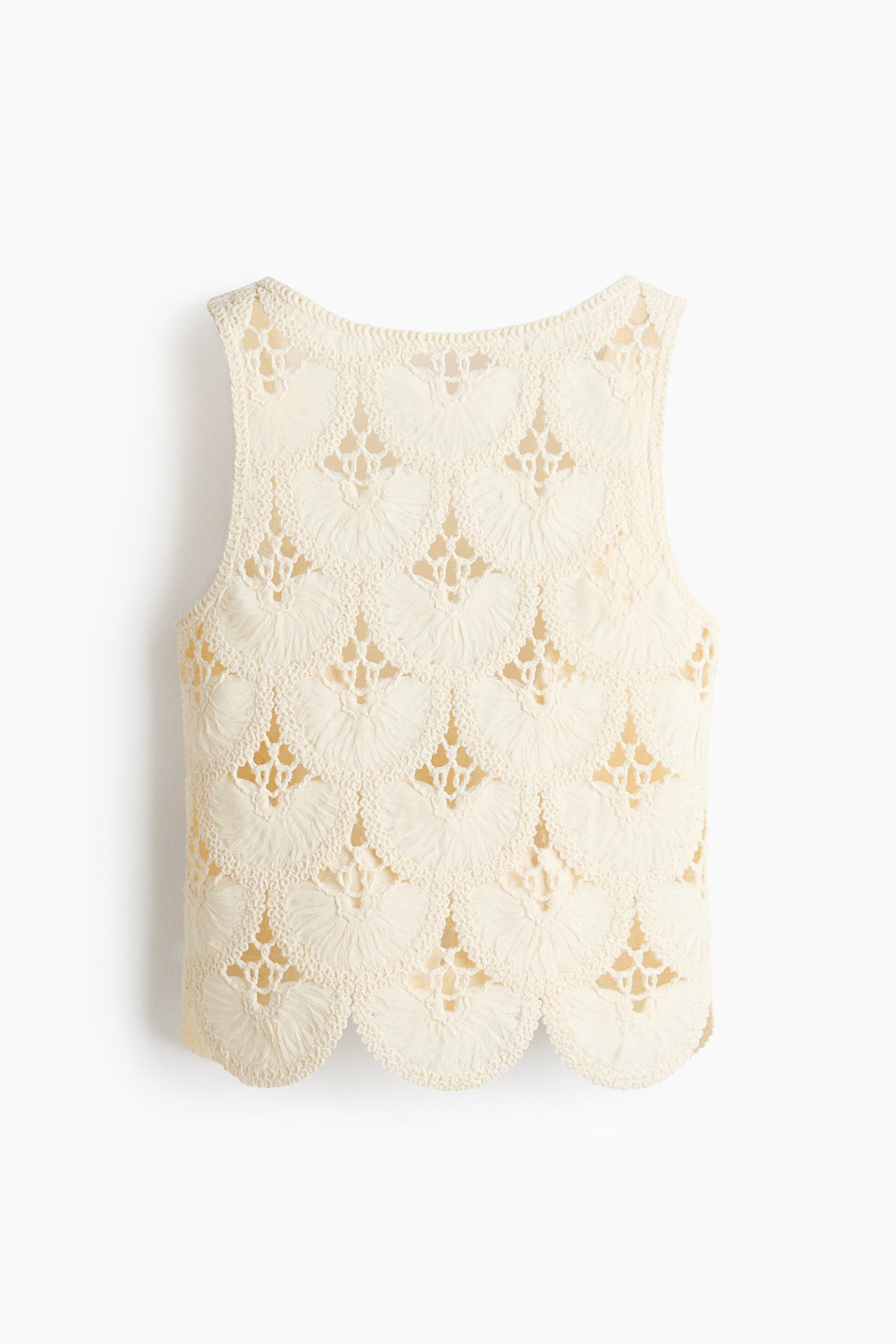 Top decotado nas costas com aparência de crochet - Creme - 2