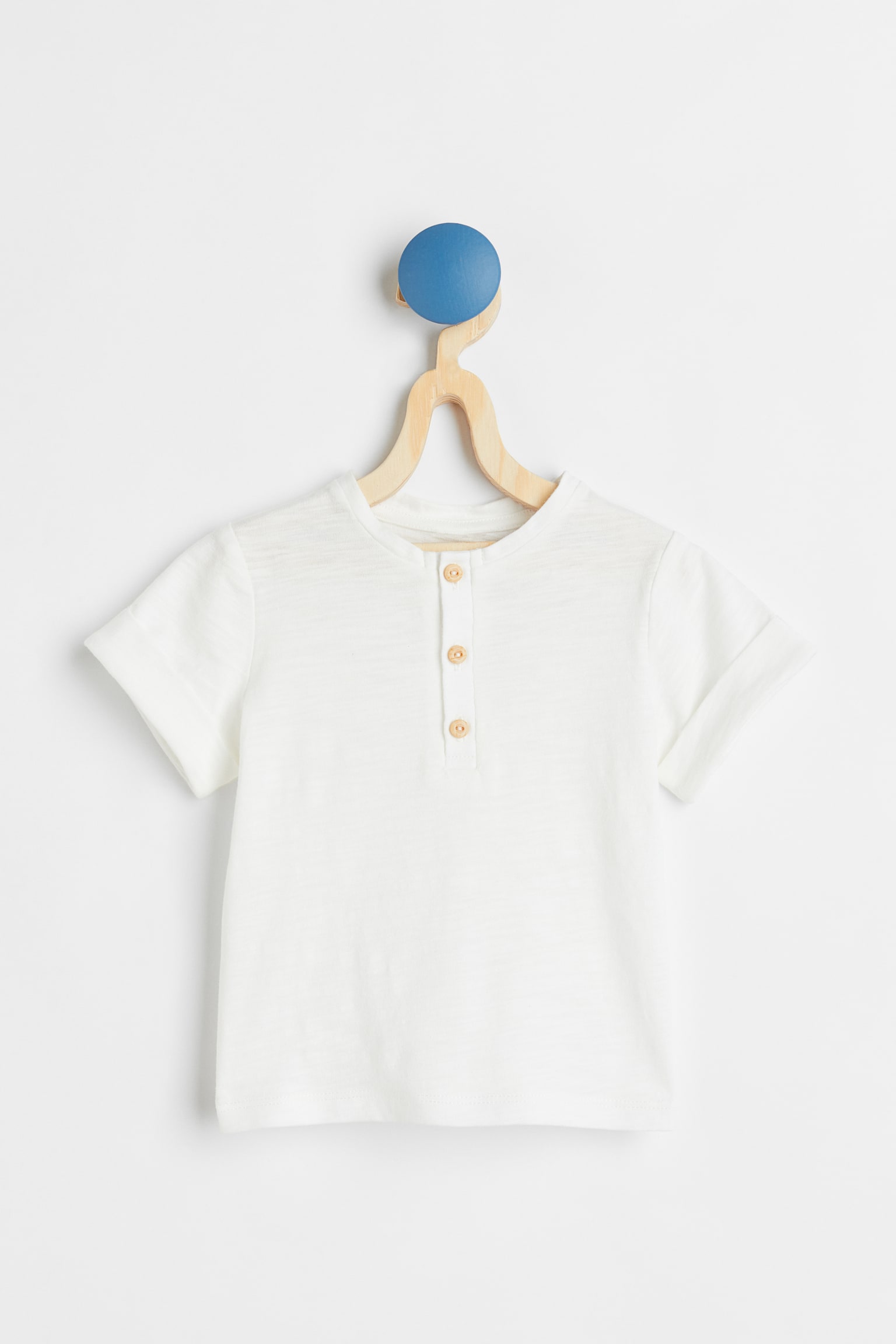 Button Detail Tee - White/Light dusky green/Light mole - 1