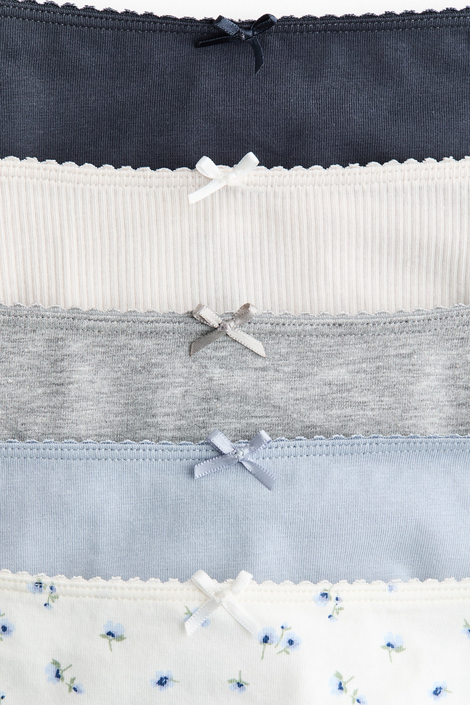 מארז 5 זוגות תחתונים ברזילאיים - תכלת/לבן/שחור/ורוד/לבן/שחור/ורוד פודרה/אפור כהה מלאנז‘ - 2