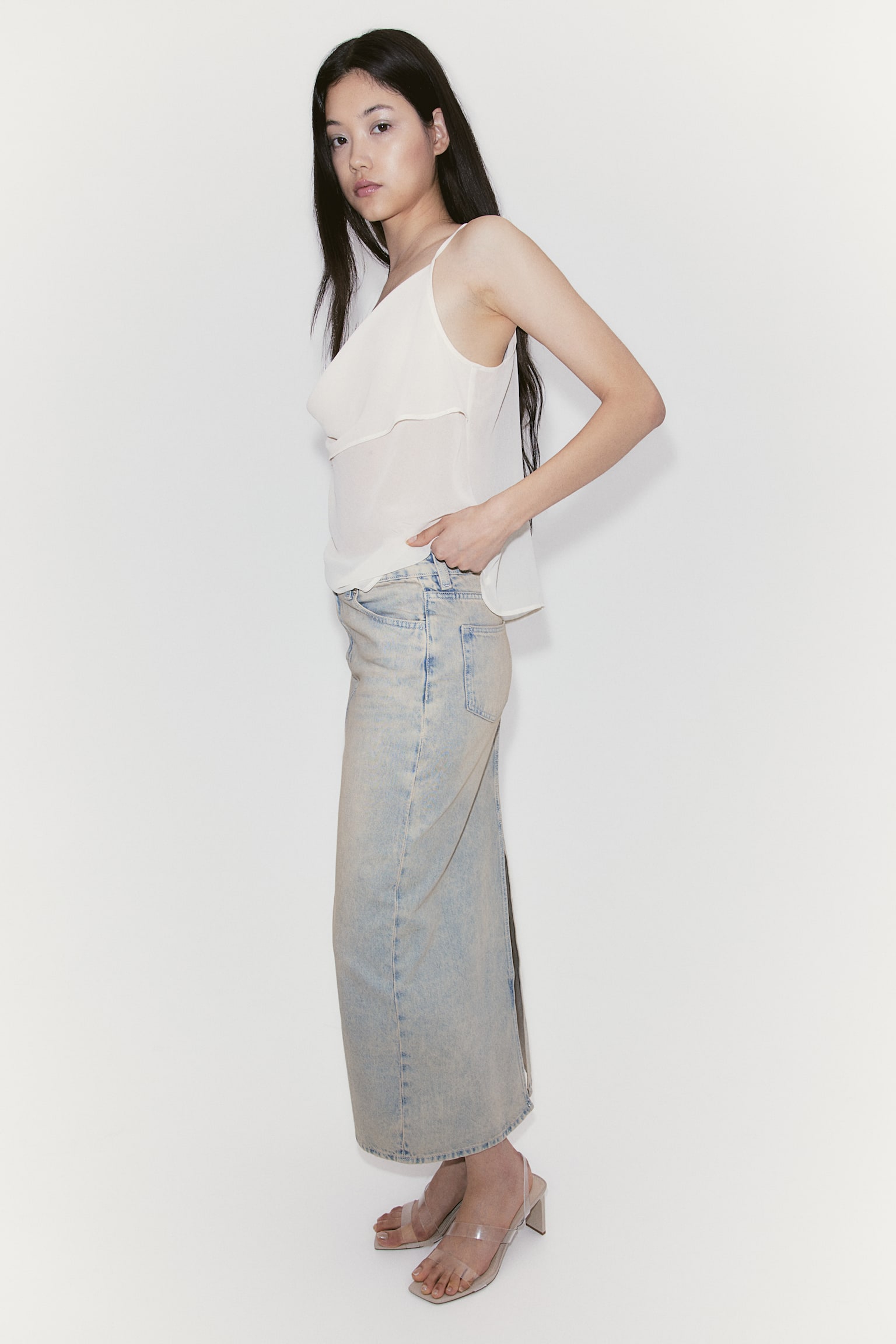 Denim Maxi Skirt - Pale denim blue/Pale denim blue/Denim blue - 7