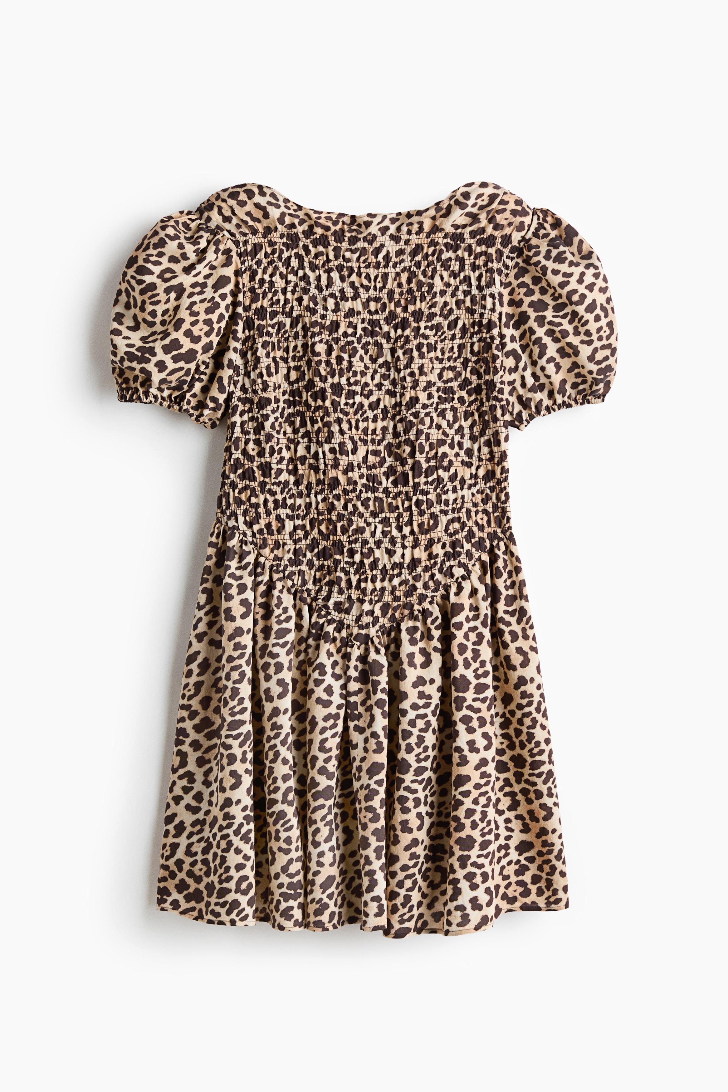 Vestido con punto smock - Beige claro/Diseño de leopardo/Rosa tenue claro/Diseño/Verde caqui oscuro
