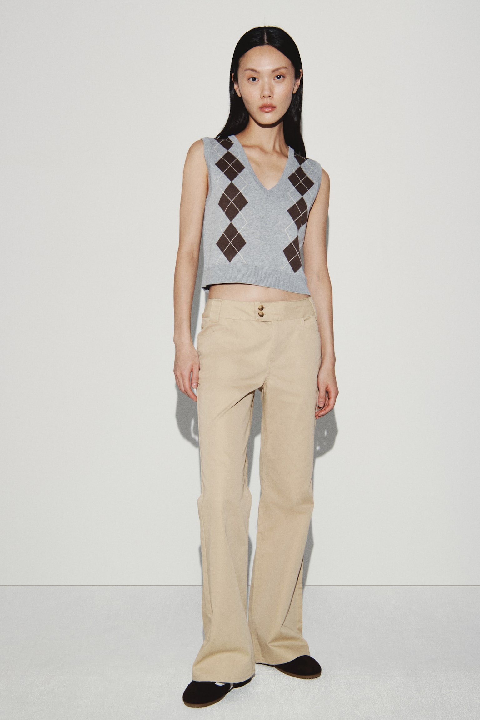 트윌 플레어 팬츠 - 베이지/Light denim blue - 1