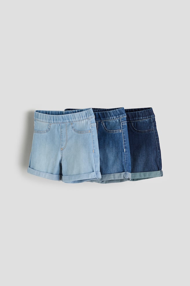 Shorts in denim, 3 pz - Blu denim/blu denim scuro/Giallo chiaro/blu denim - 1