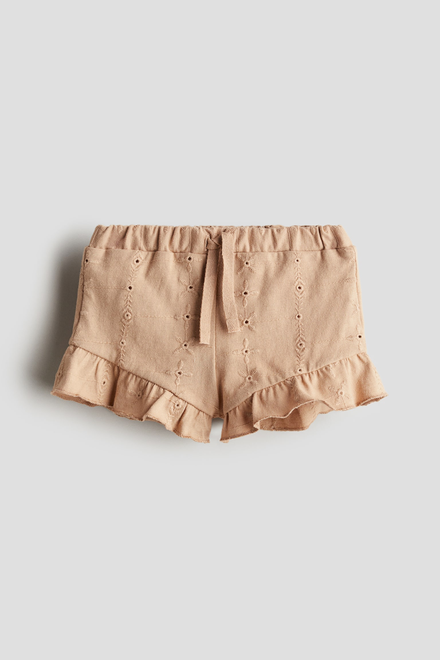 Cotton jersey shorts - Beige/Dusty green/White - 1