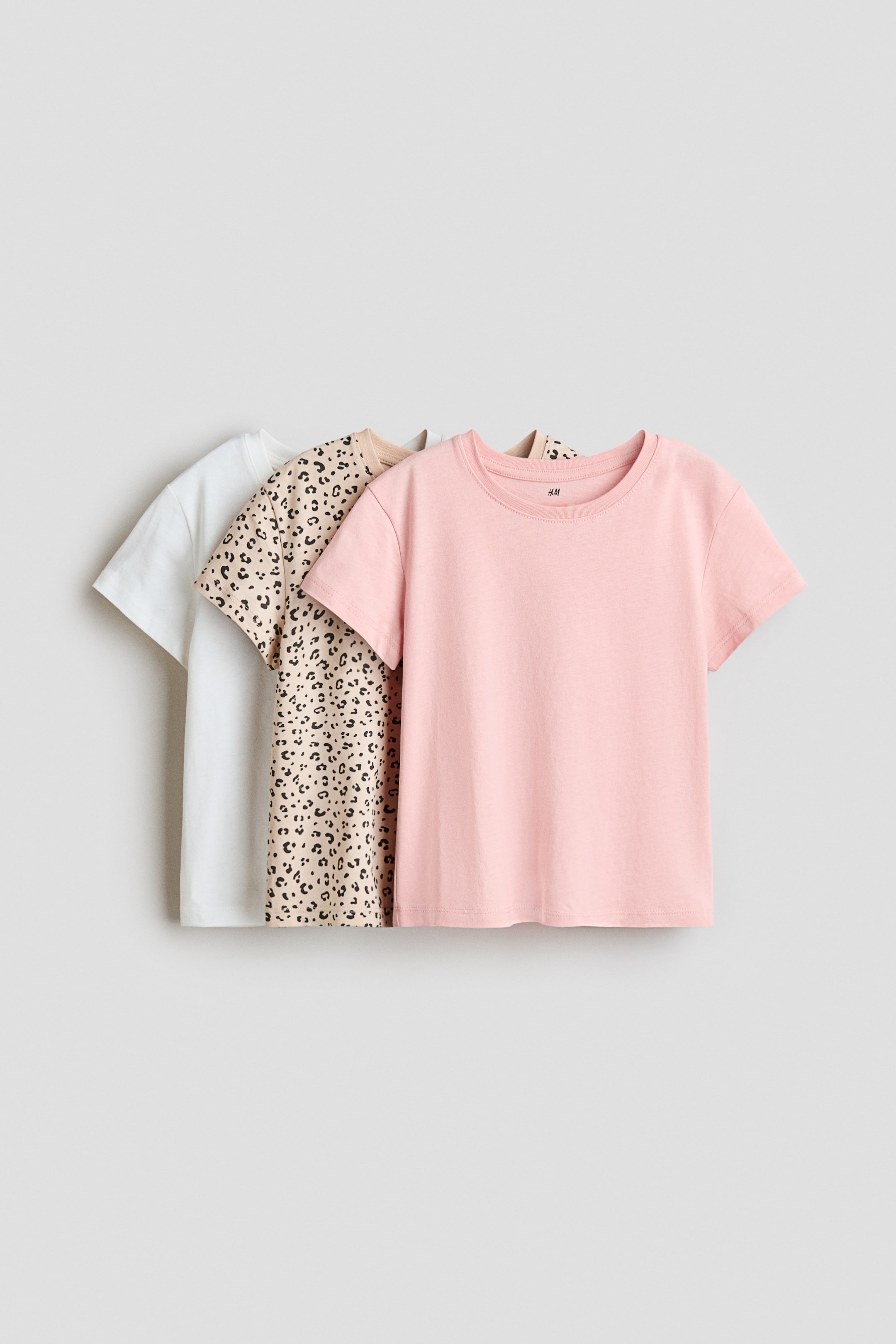Переглянути збільшене зображення: Набір із 3 футболок - Бежевий/леопардовий принт - Kids | H&M UA 1