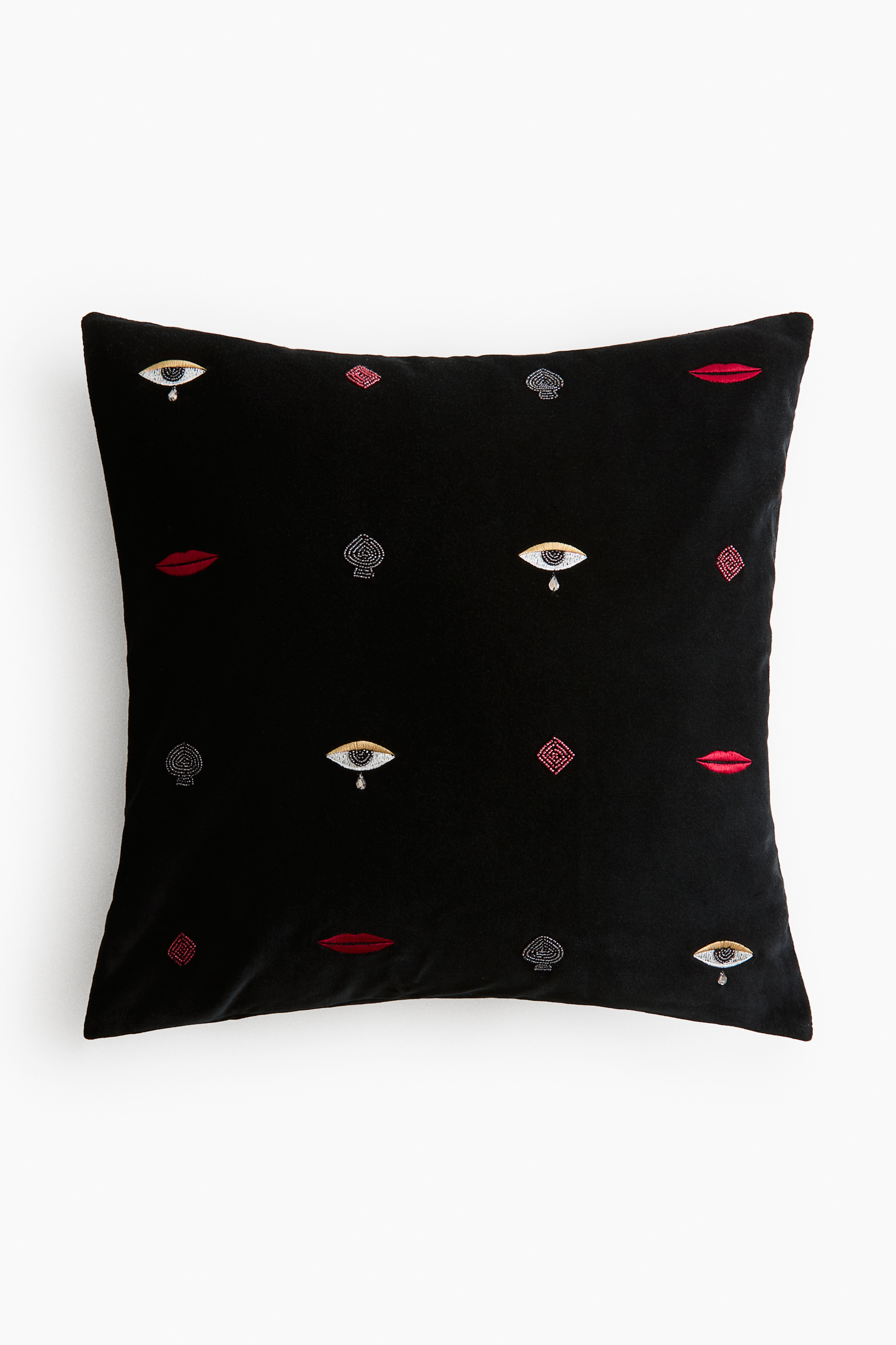 Housse de coussin en velours avec motifs