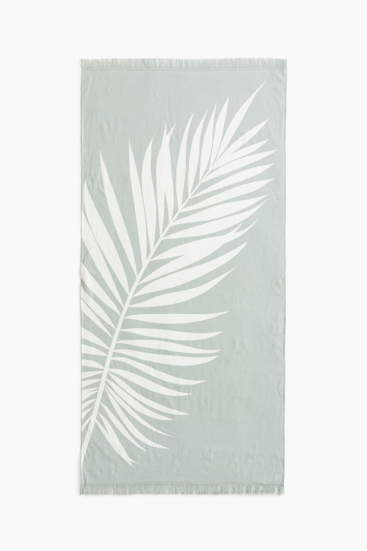 Fringed beach towel - Light dusty green/patterned - Home All | H&M US