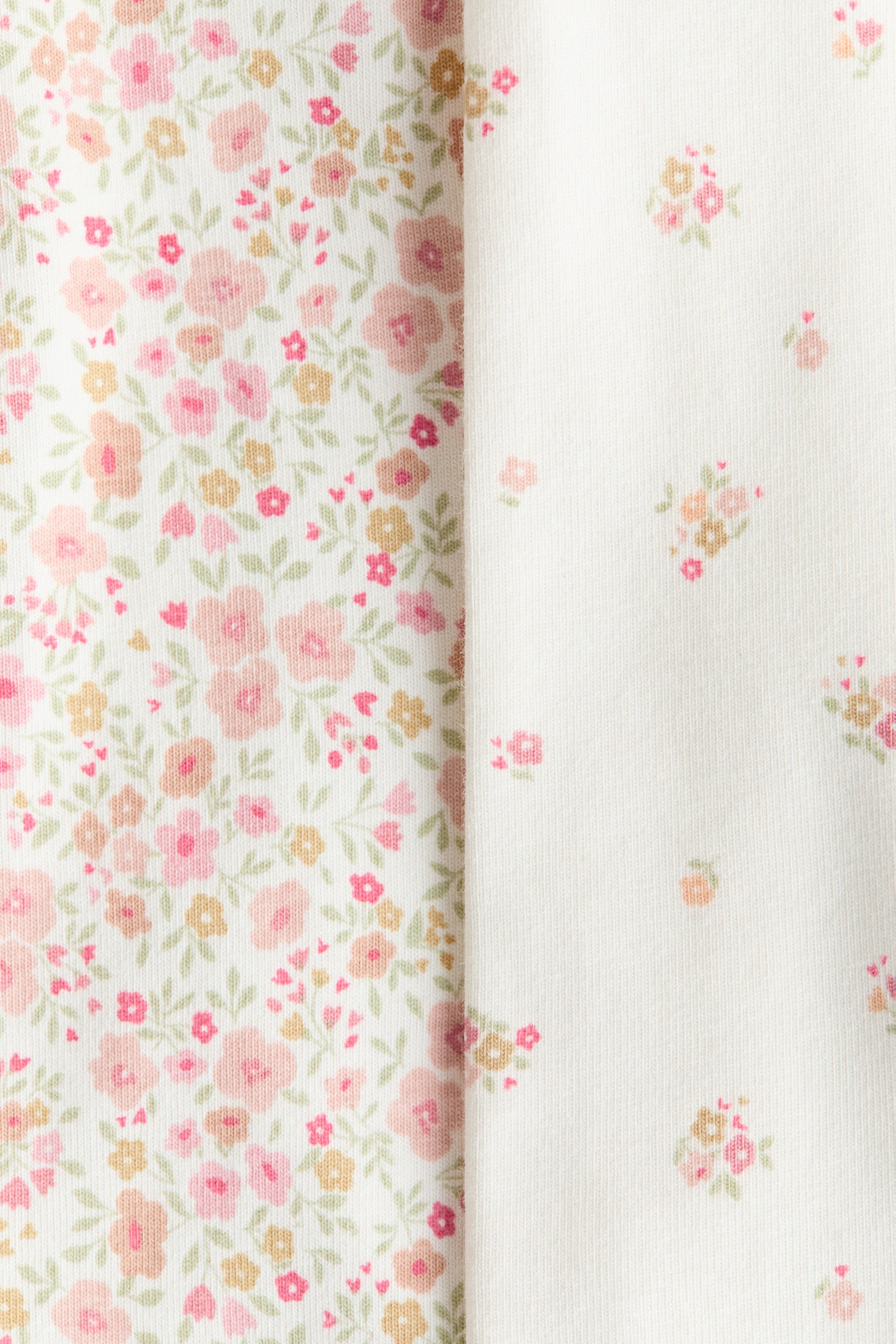 Legginsy z bawełnianego dżerseju 2-pak - Biały/Kwiaty/Różowy/Kwiaty - 2