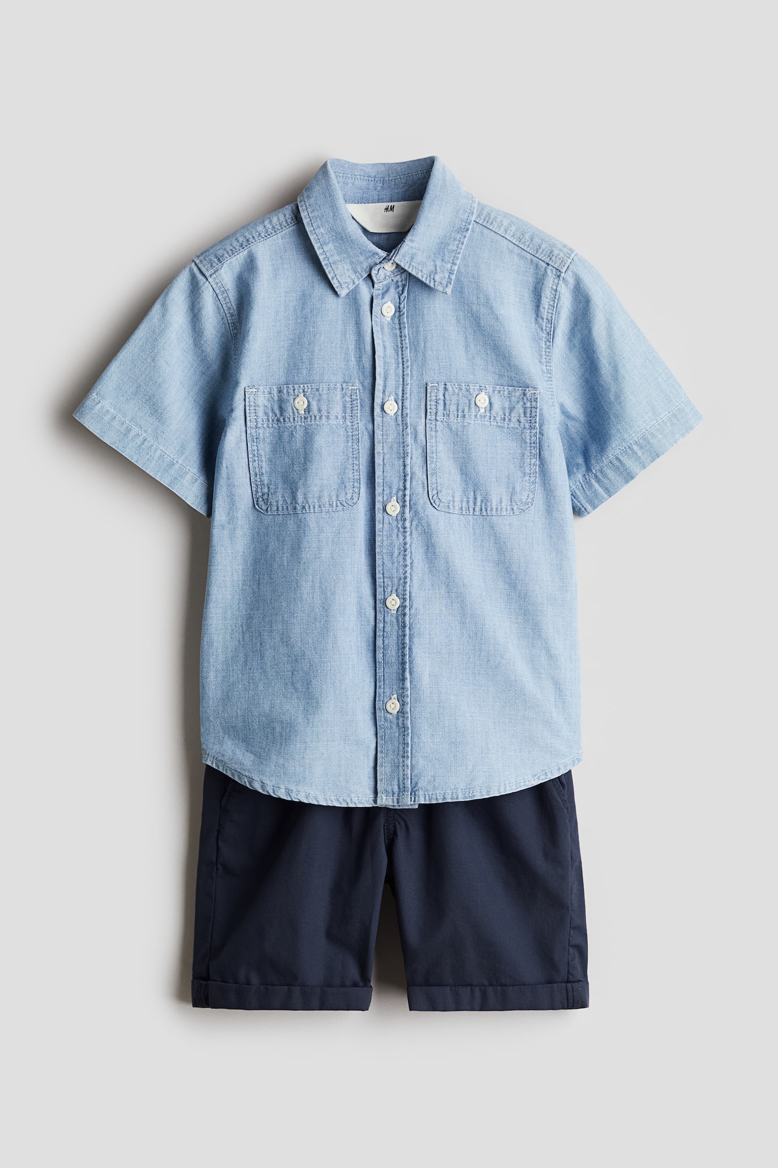 2-piece shirt and shorts set - Blue - 1