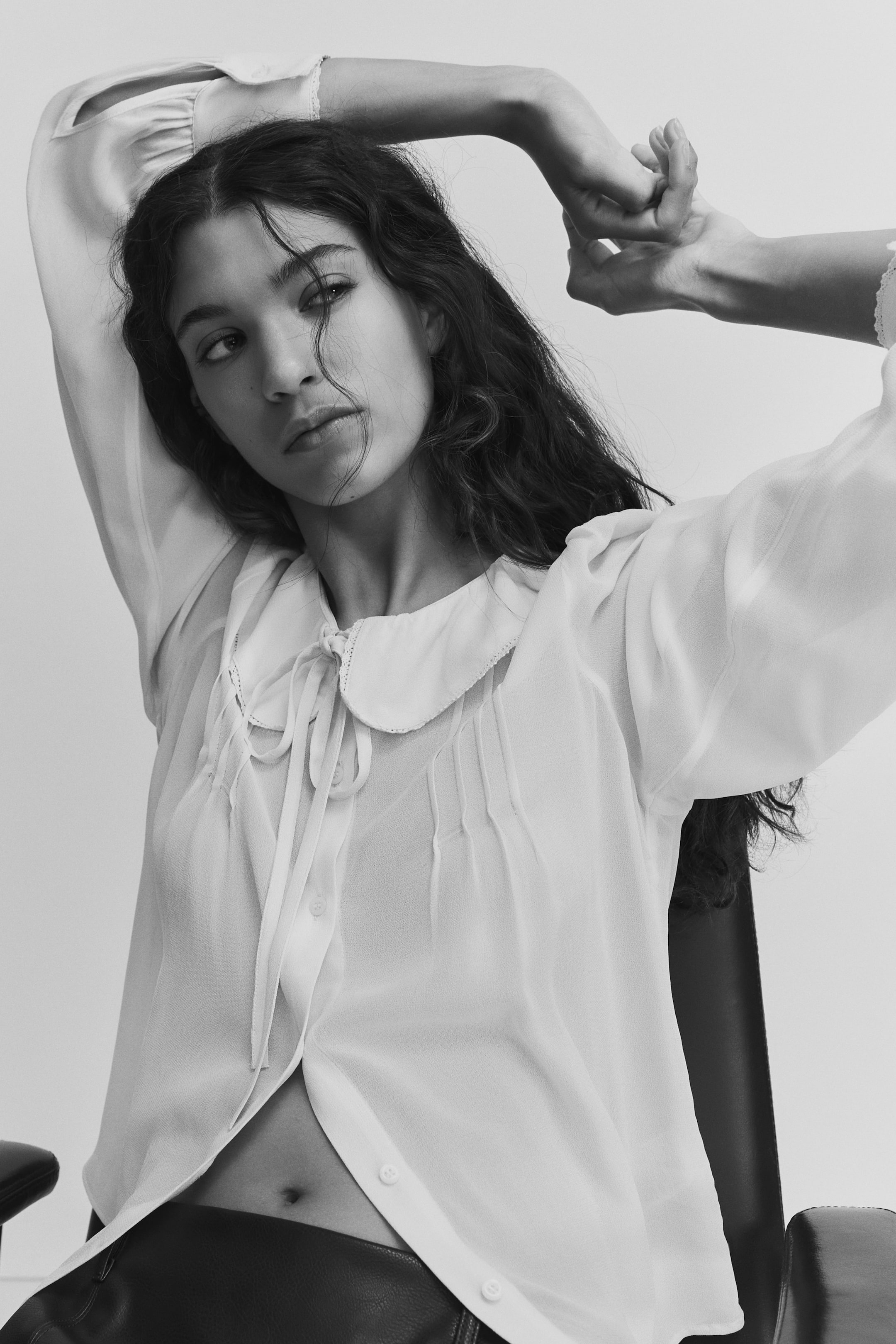 View larger image: Collared viscose blouse - Cream - Ladies | H&M IE 3