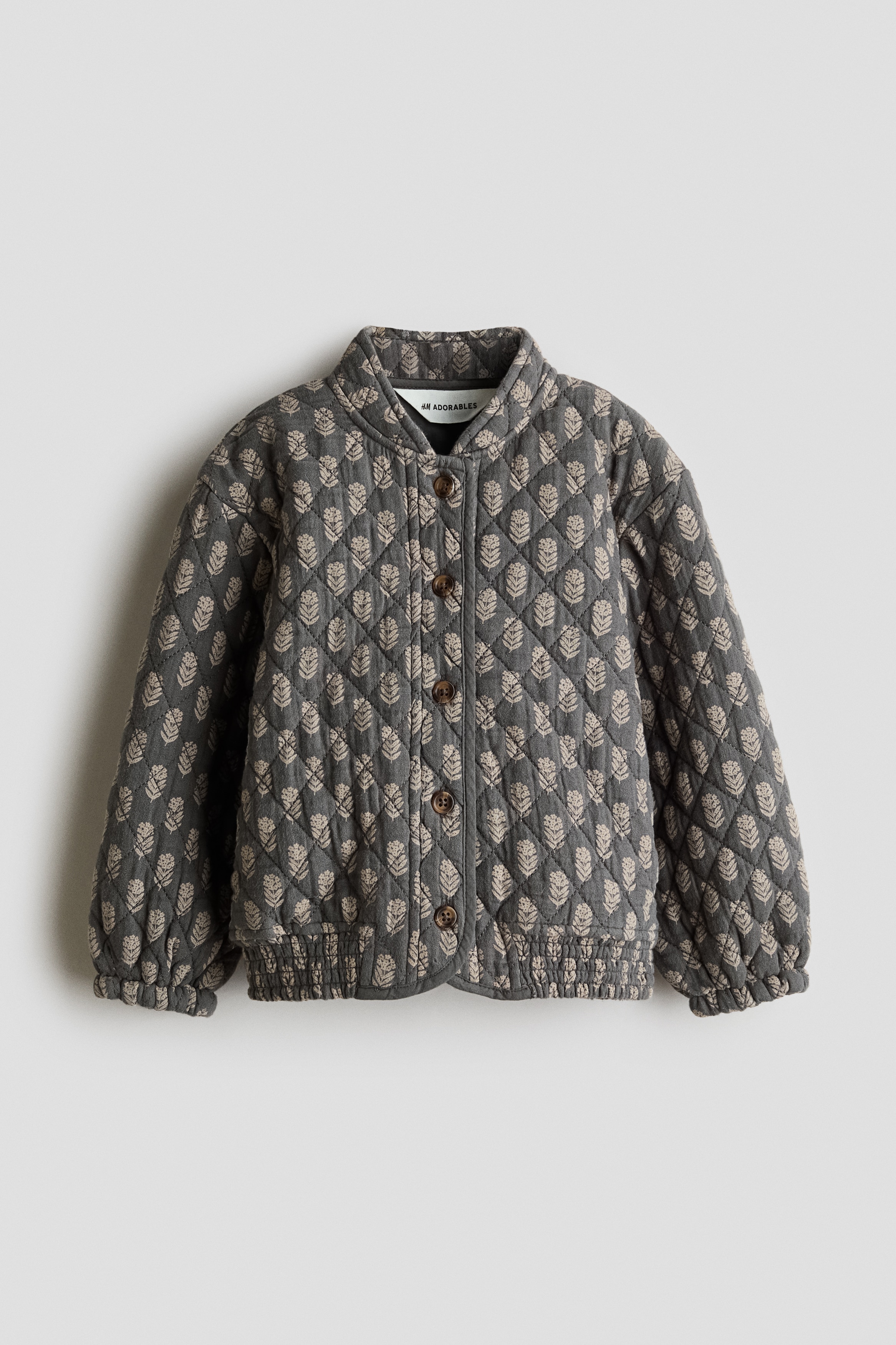 Quilted muslin jacket - Dark grey/Floral